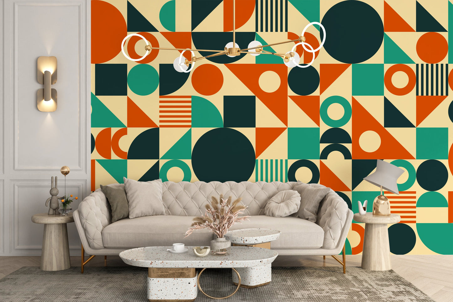 Orange & Green Mid Century Wallpaper Murals - Giffywalls