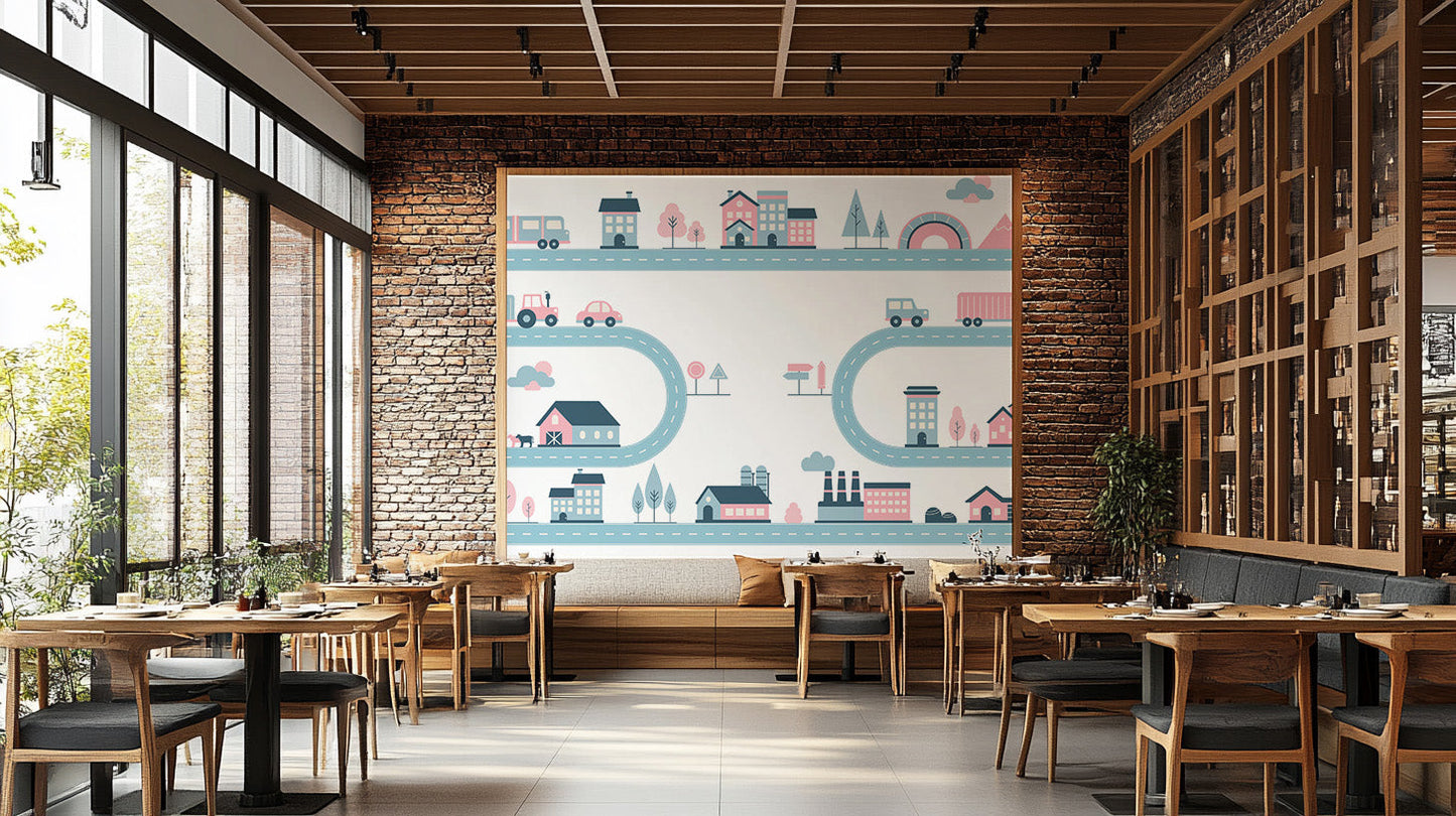 Tiny Town Urban Play Mural reusable wallpaper