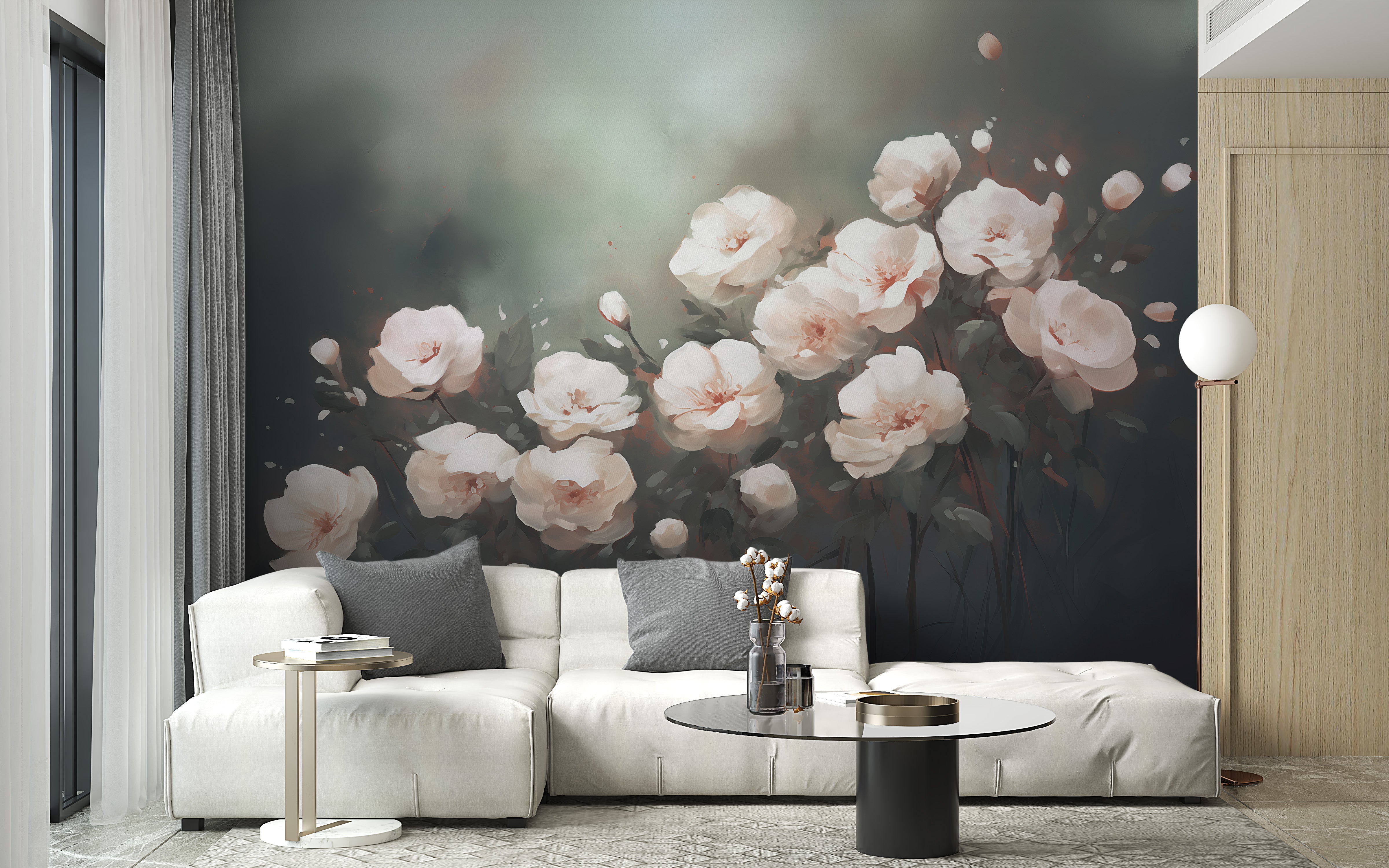 White Roses Wallpaper Mural - Giffywalls