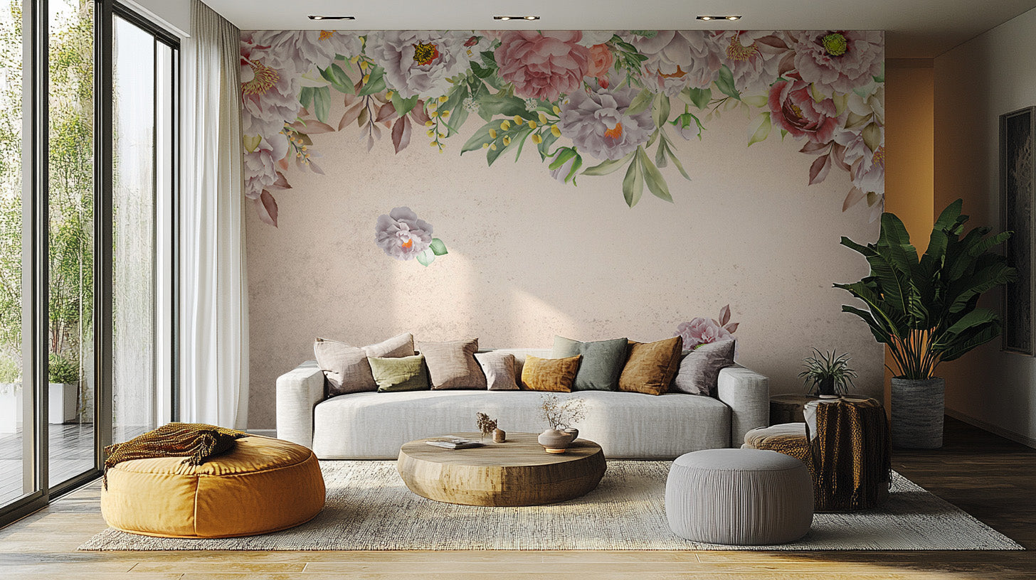 Add elegance with Blush Peony Paradise Mural