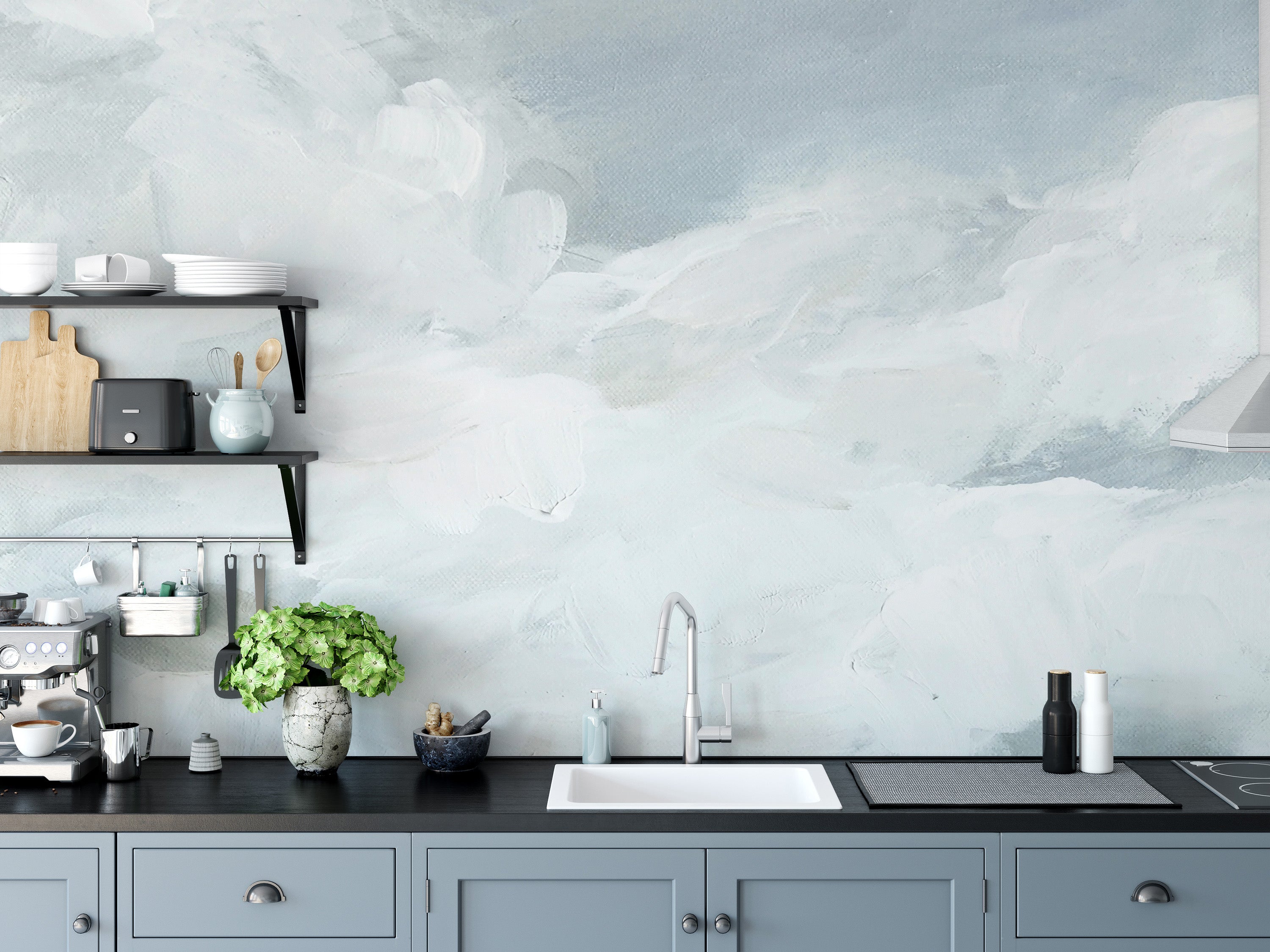 Watercolour Clouds Wall Mural - Giffywalls