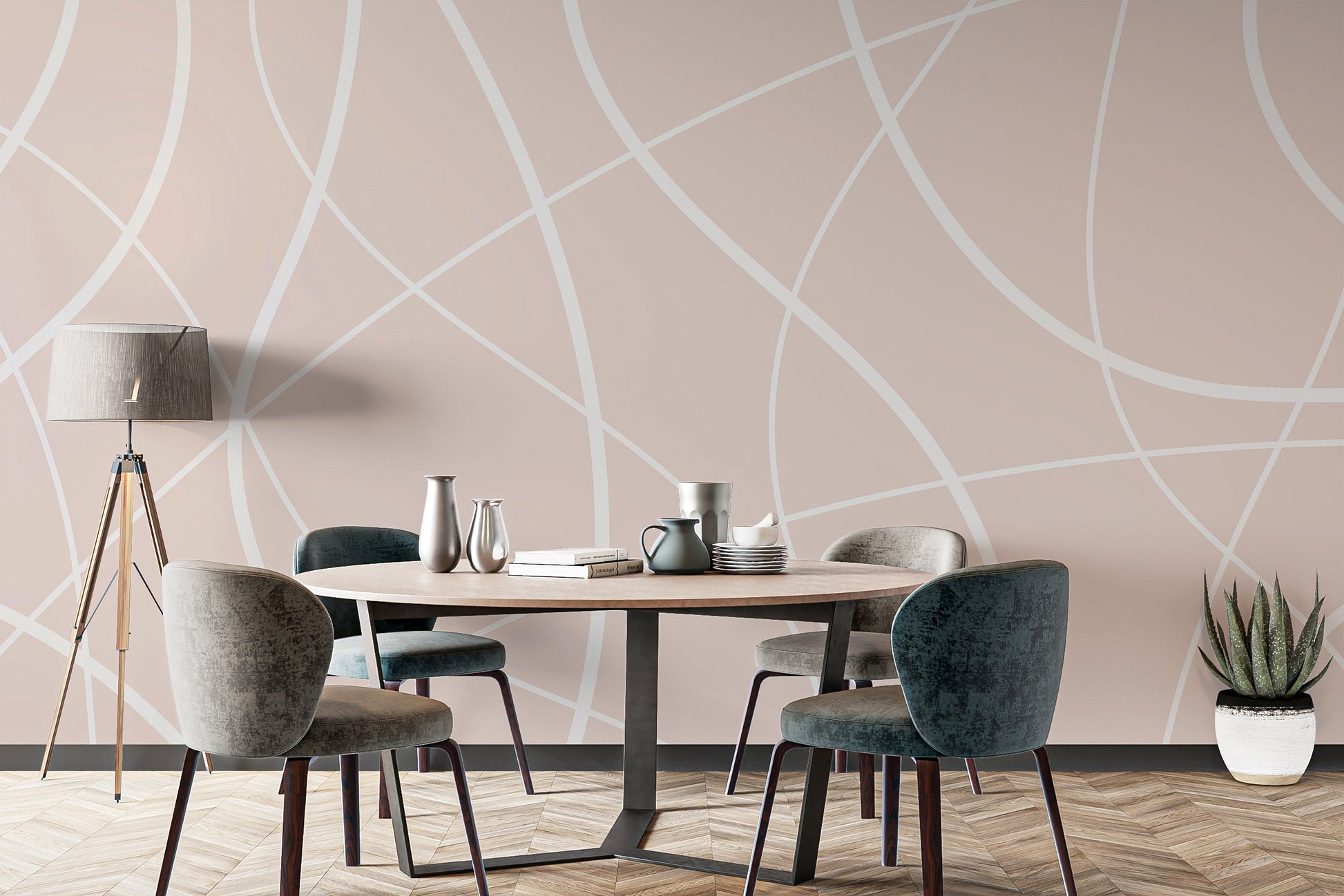 Abstract beige line pattern wall design.