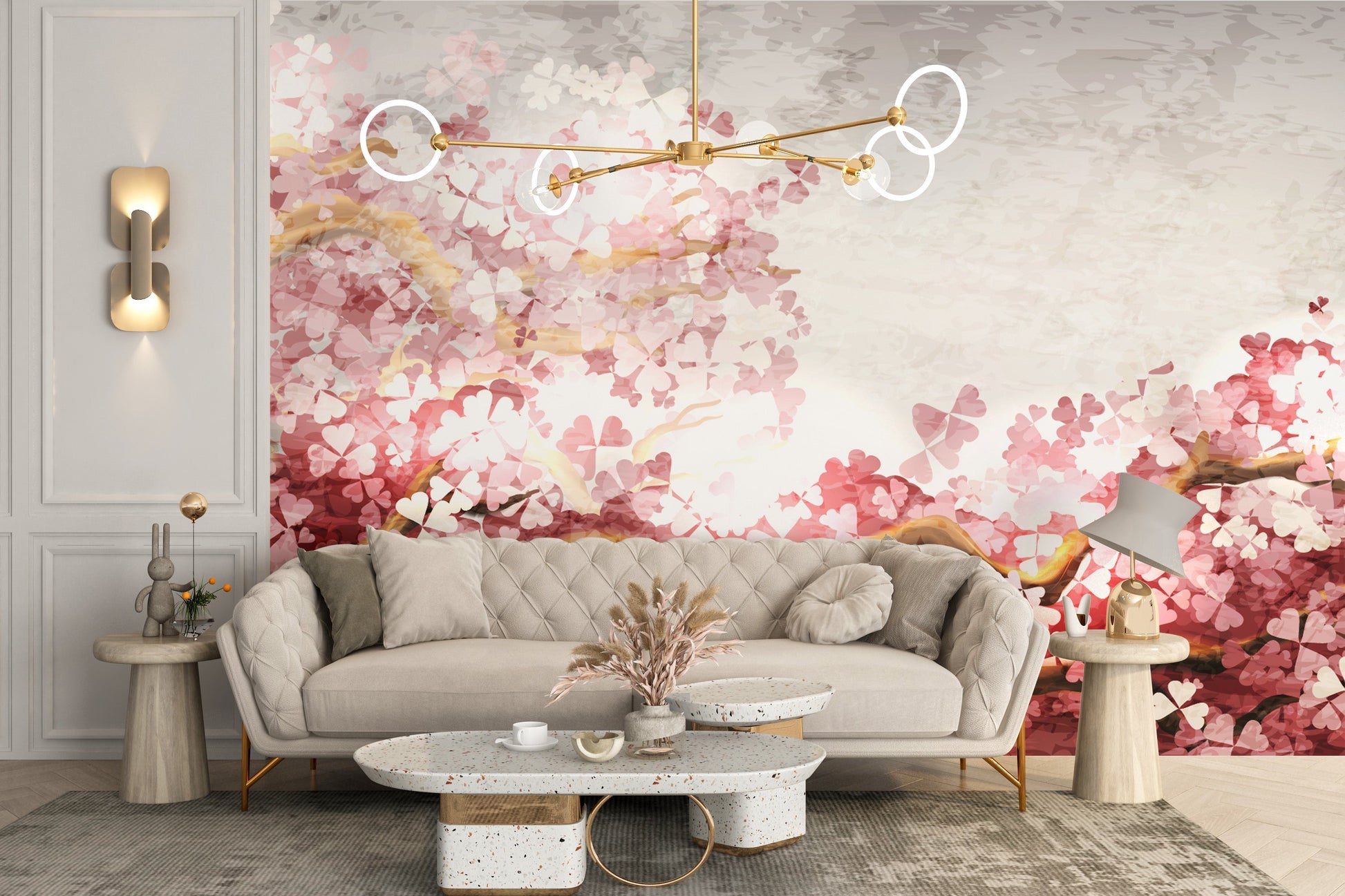 Pink Flower Sakura Branch Wallpaper Murals - Giffywalls