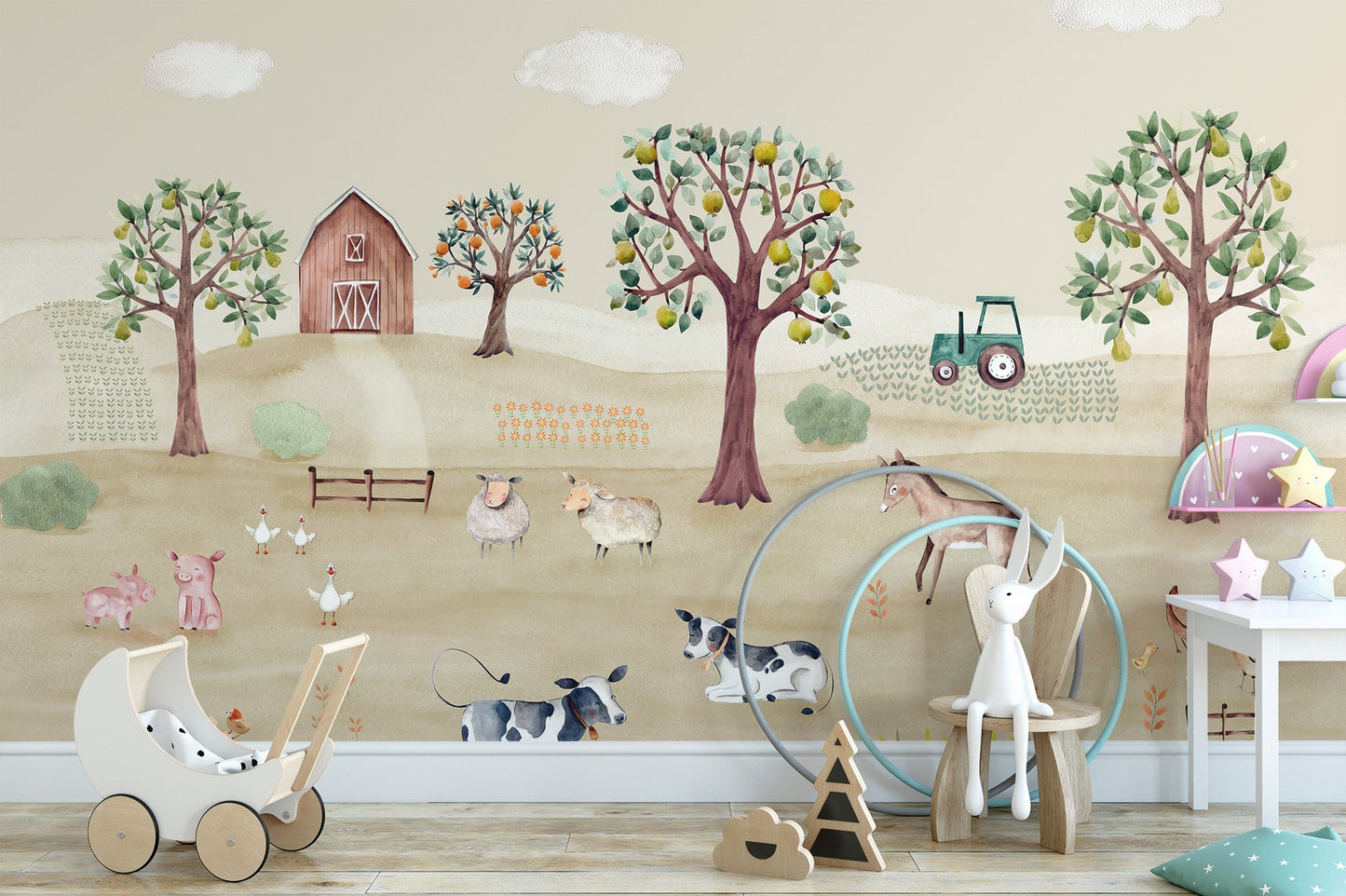 Barnyard Bliss Wall Mural - Giffywalls