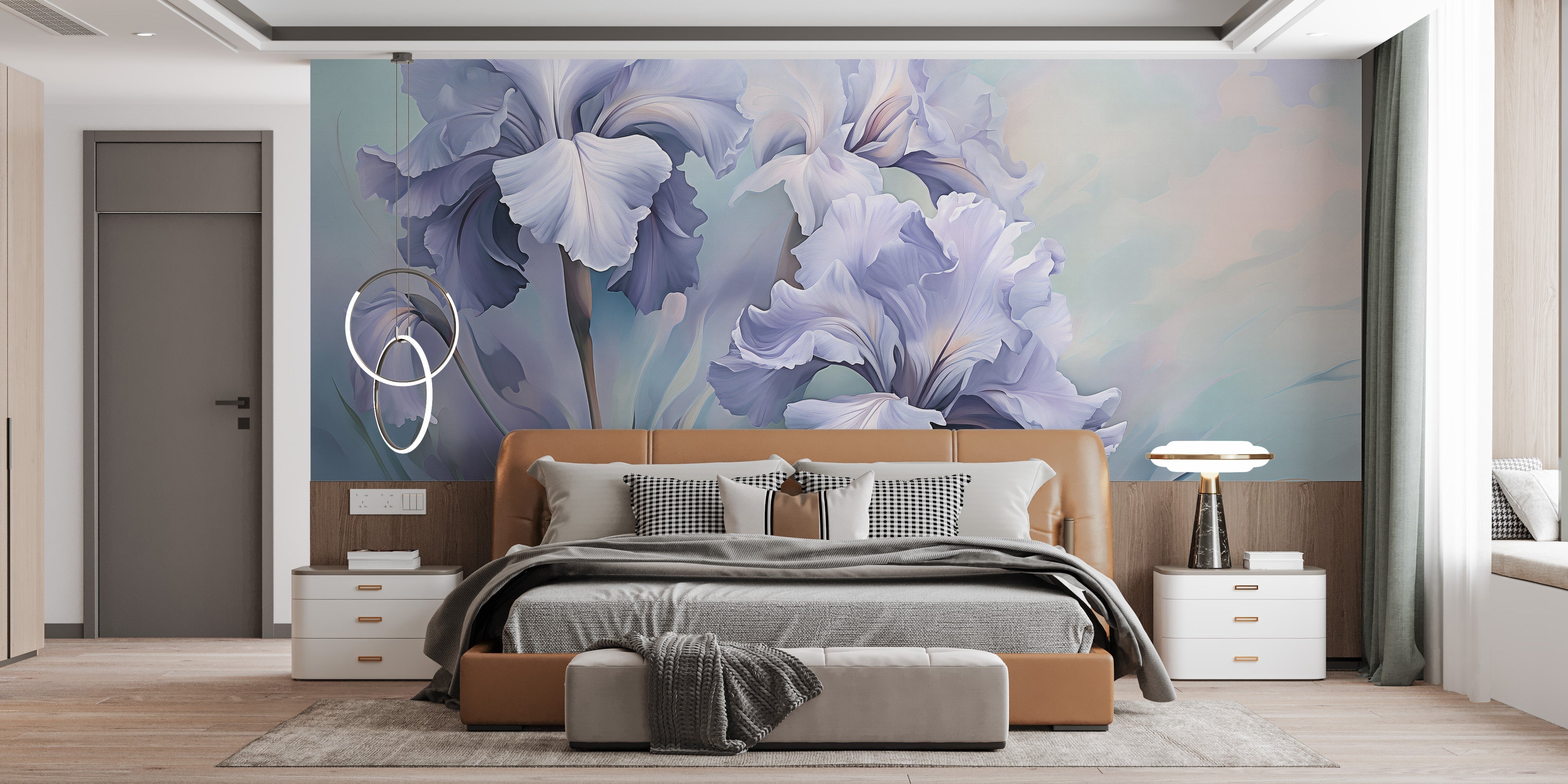 Transform your space with stunning wild purple iris wallpaper murals.