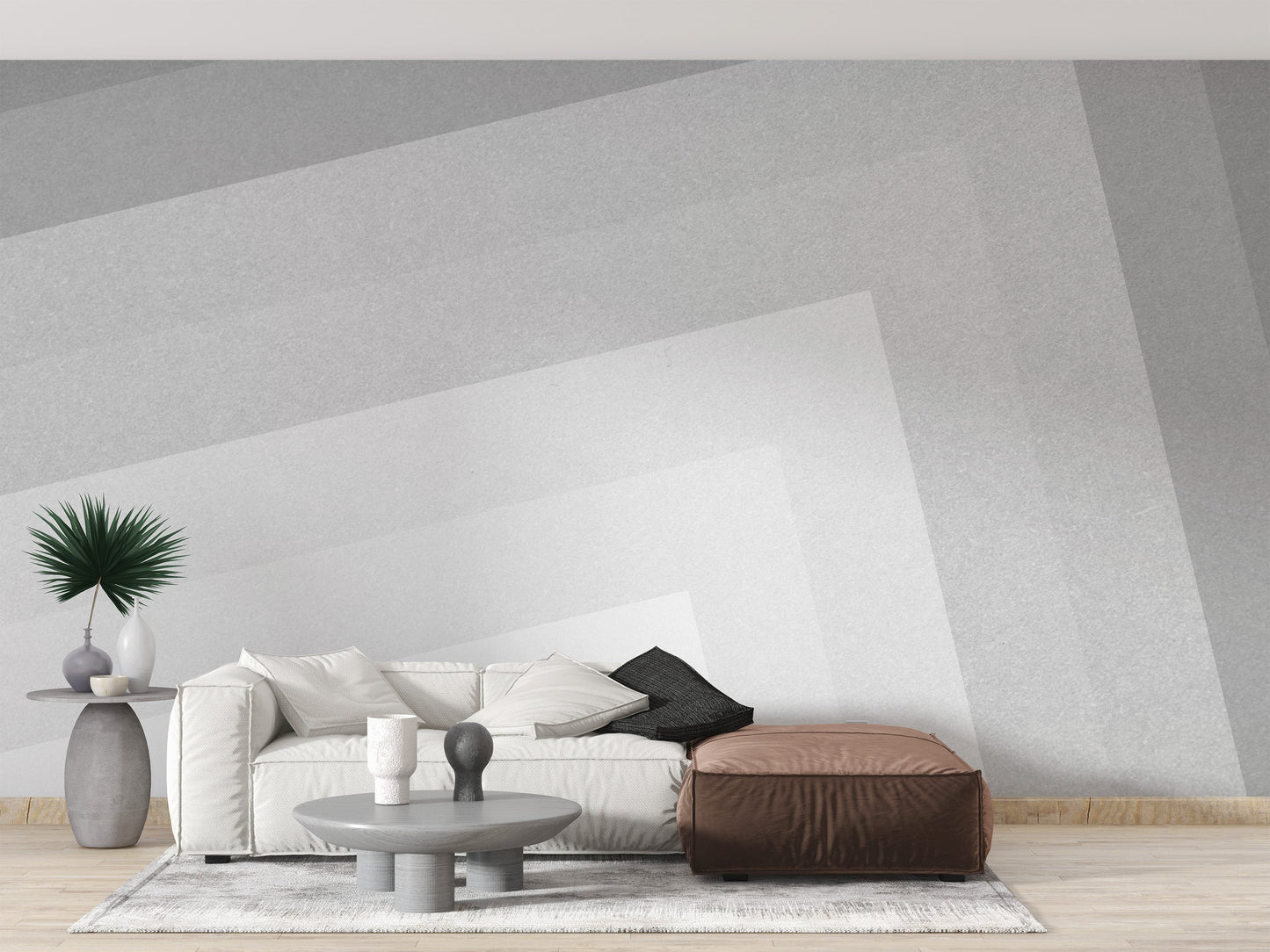 Geometric Gray Ombre Layered Wall Mural - Giffywalls