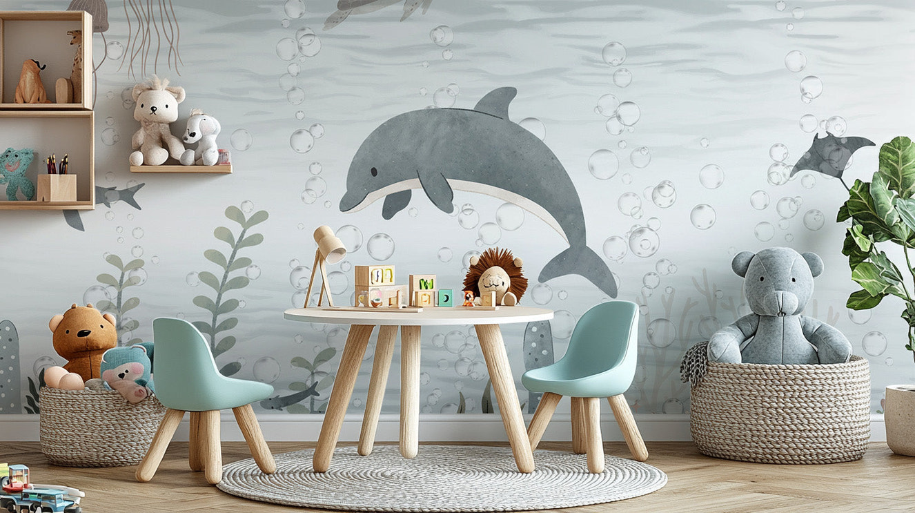 Serene Ocean Life Wallpaper Mural for tranquil walls