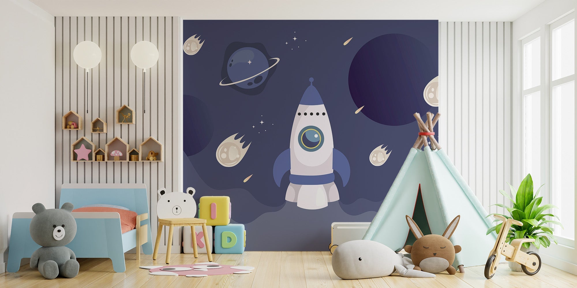 Kids Spaceship Wallpaper Mural - Giffywalls