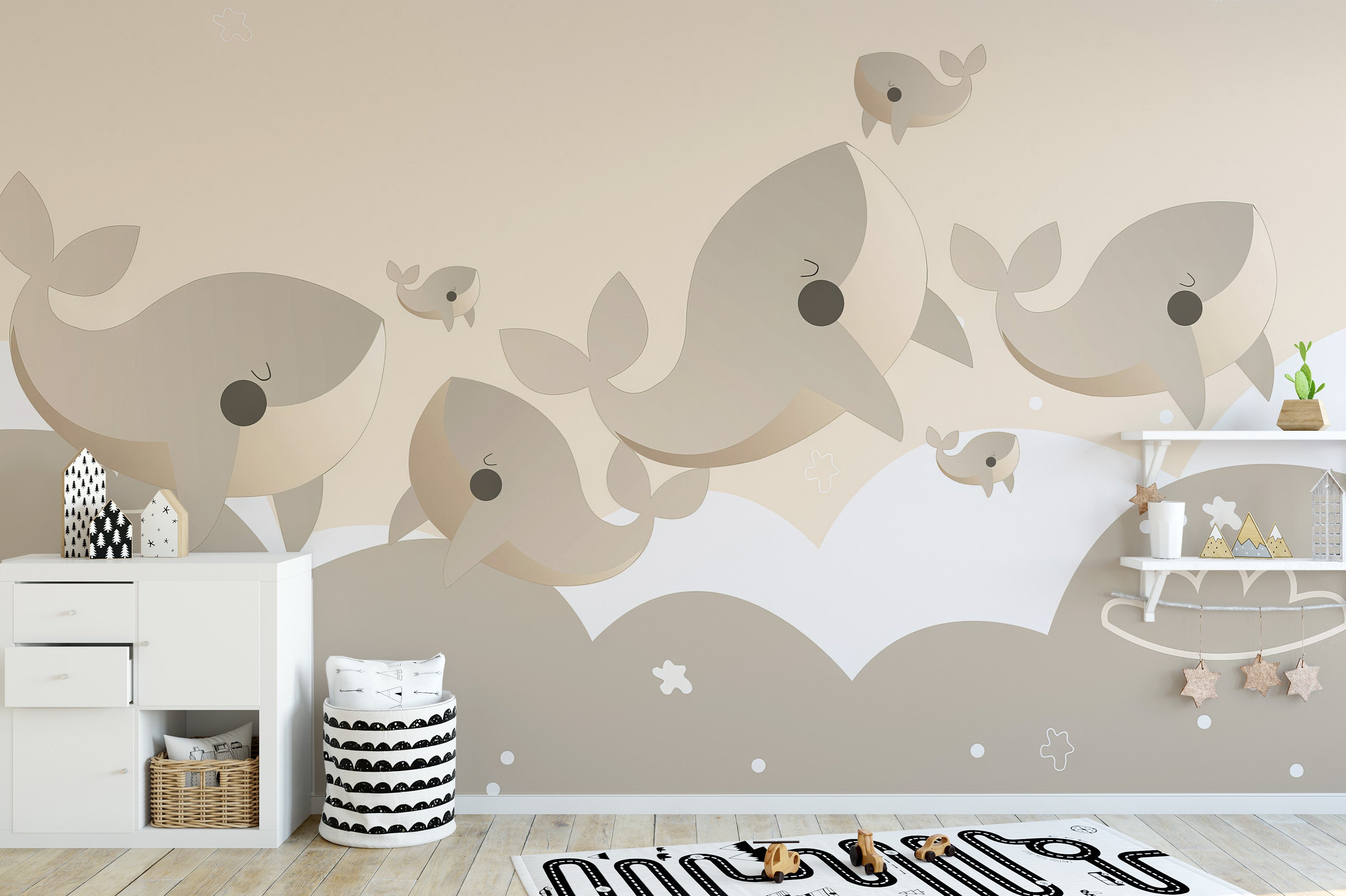 Cuddly Cetaceans Wall Mural - Giffywalls