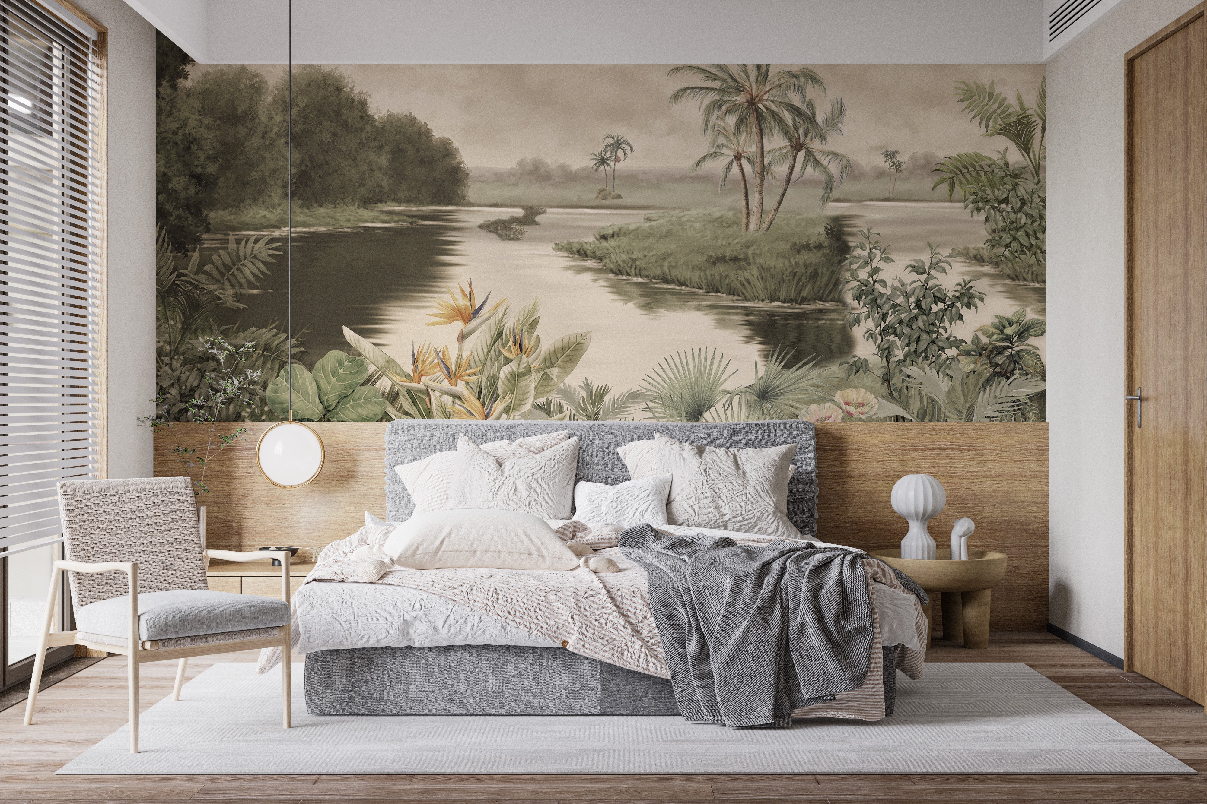 Tranquil Lake Natural Mountainous Art Wall Mural - Giffywalls