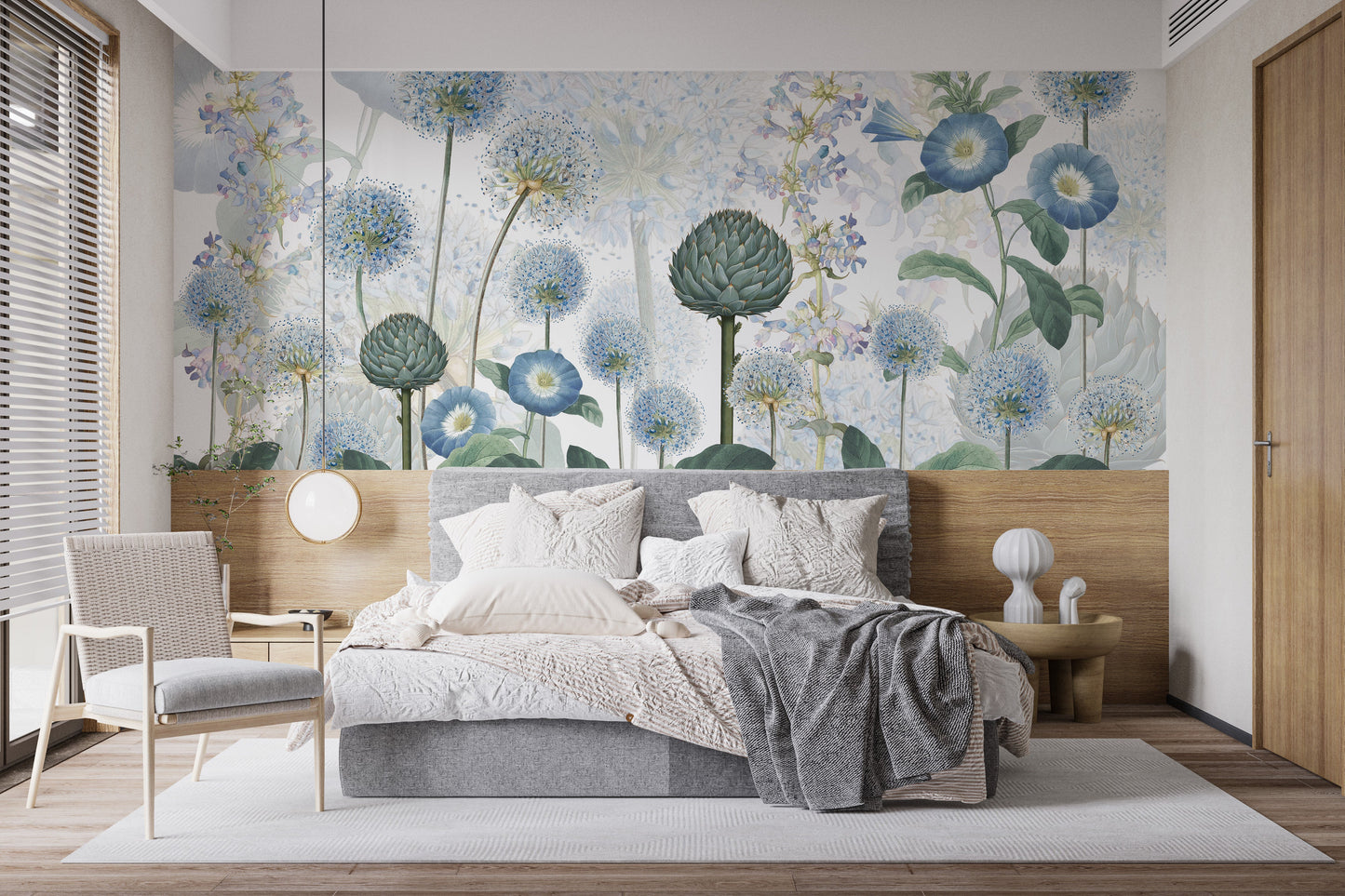 Blue Wild Meadow Wallpaper mural for walls