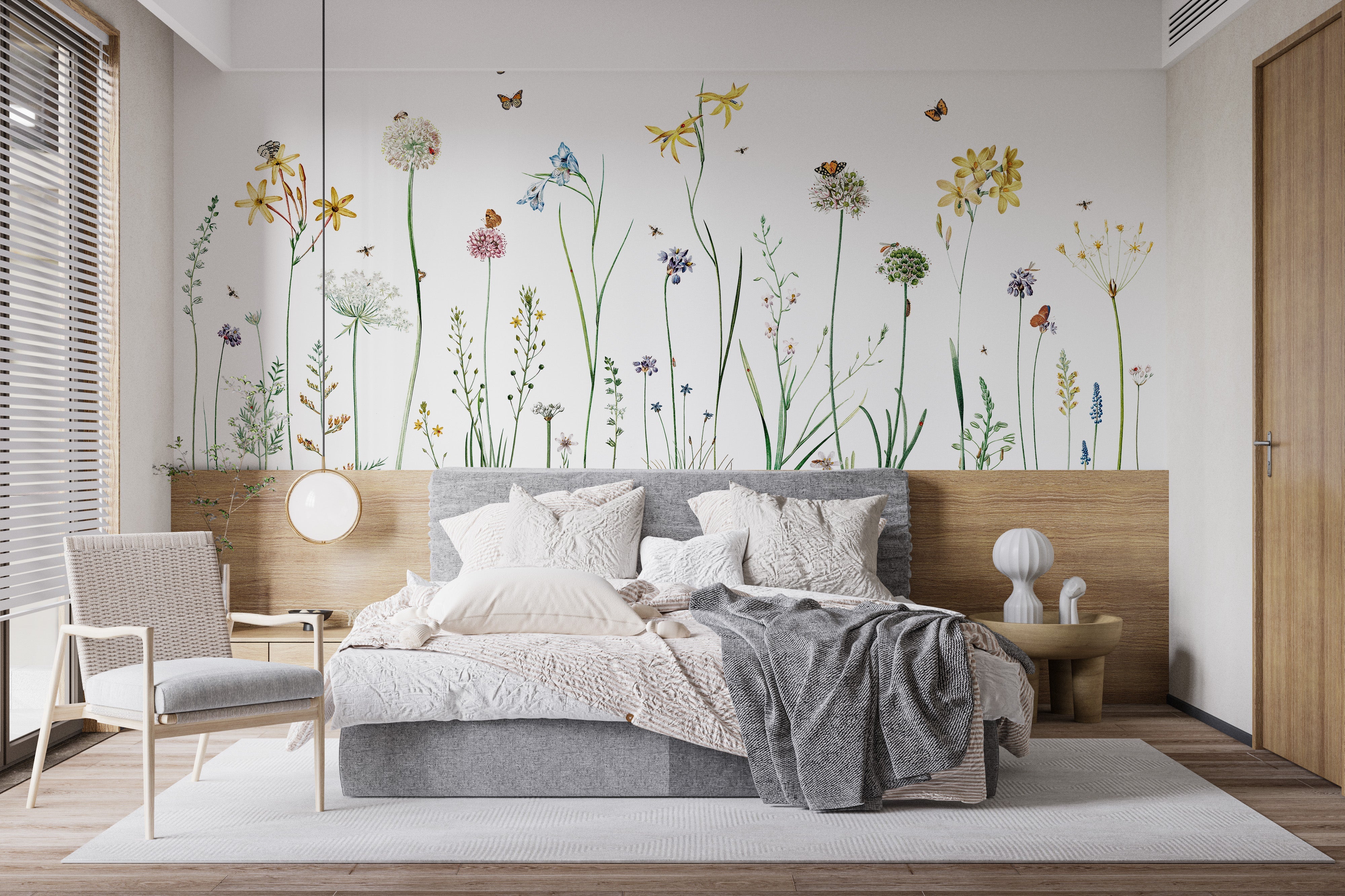 Colorful butterfly garden wallpaper mural art