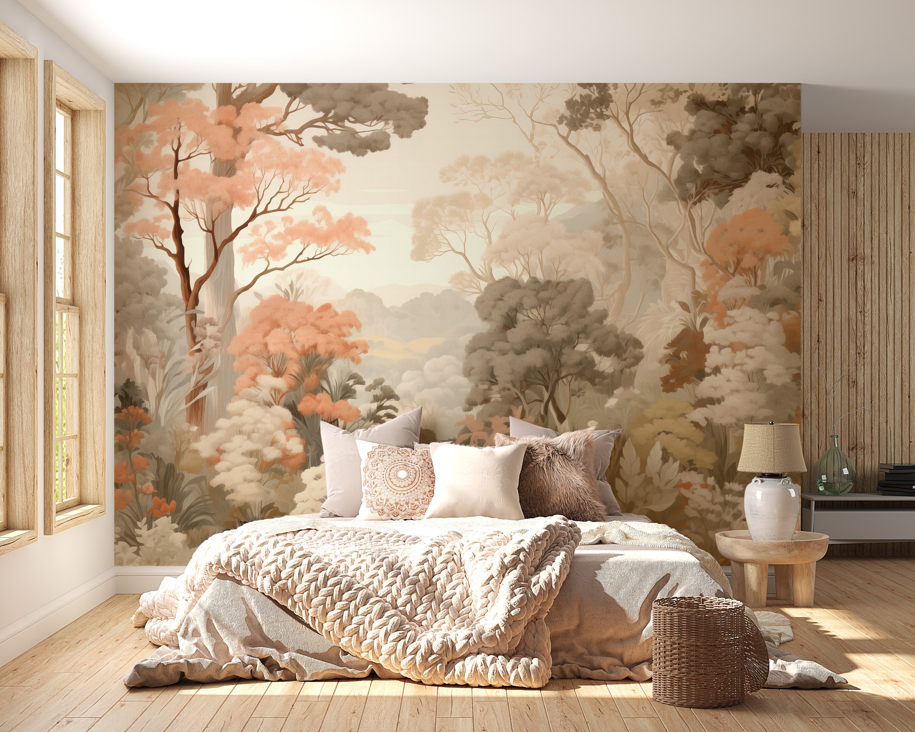 Forest Colorful Trees Wallpaper Mural - Giffywalls