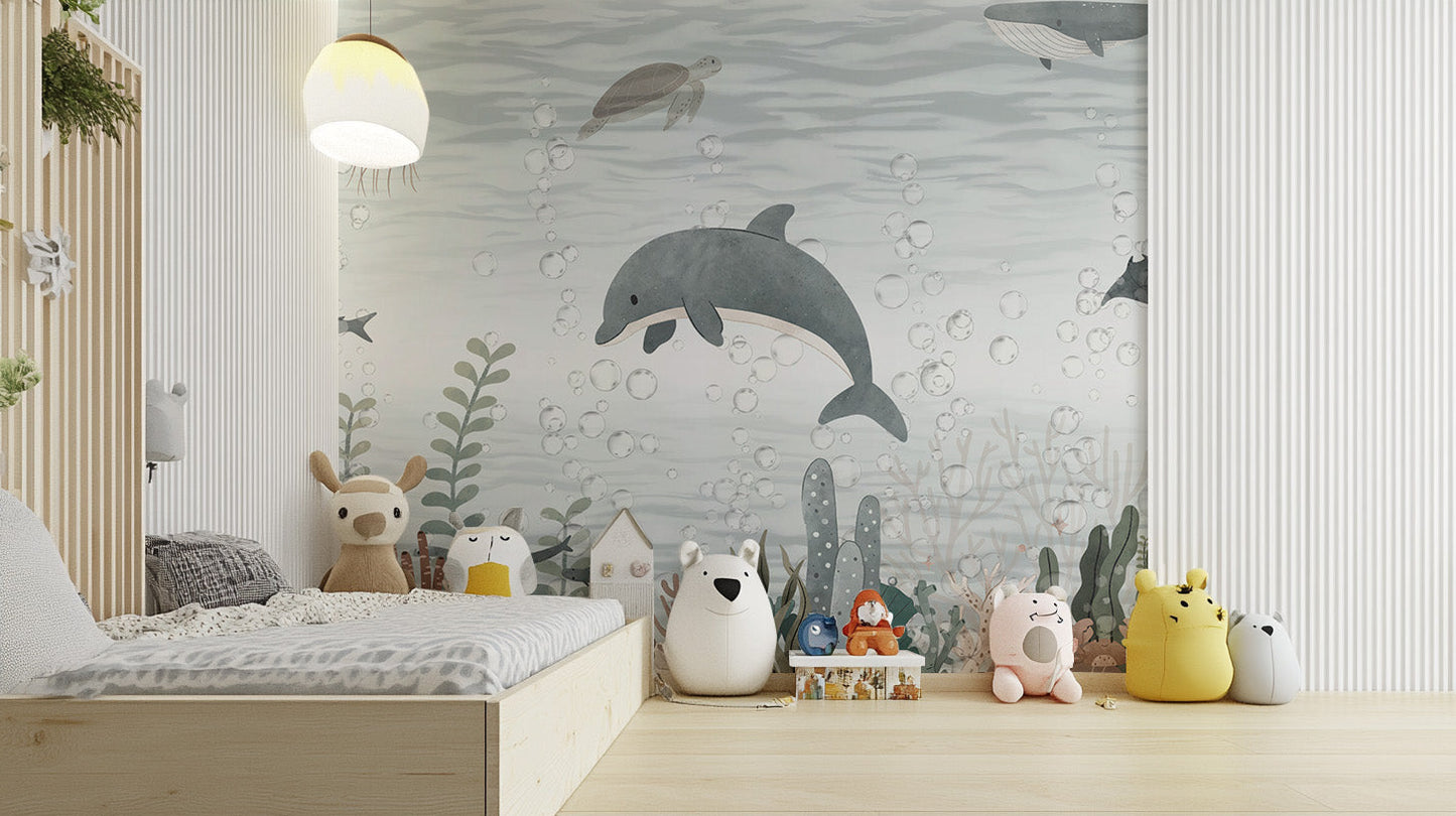 Serene Ocean Life Wallpaper Mural for ocean-inspired decor