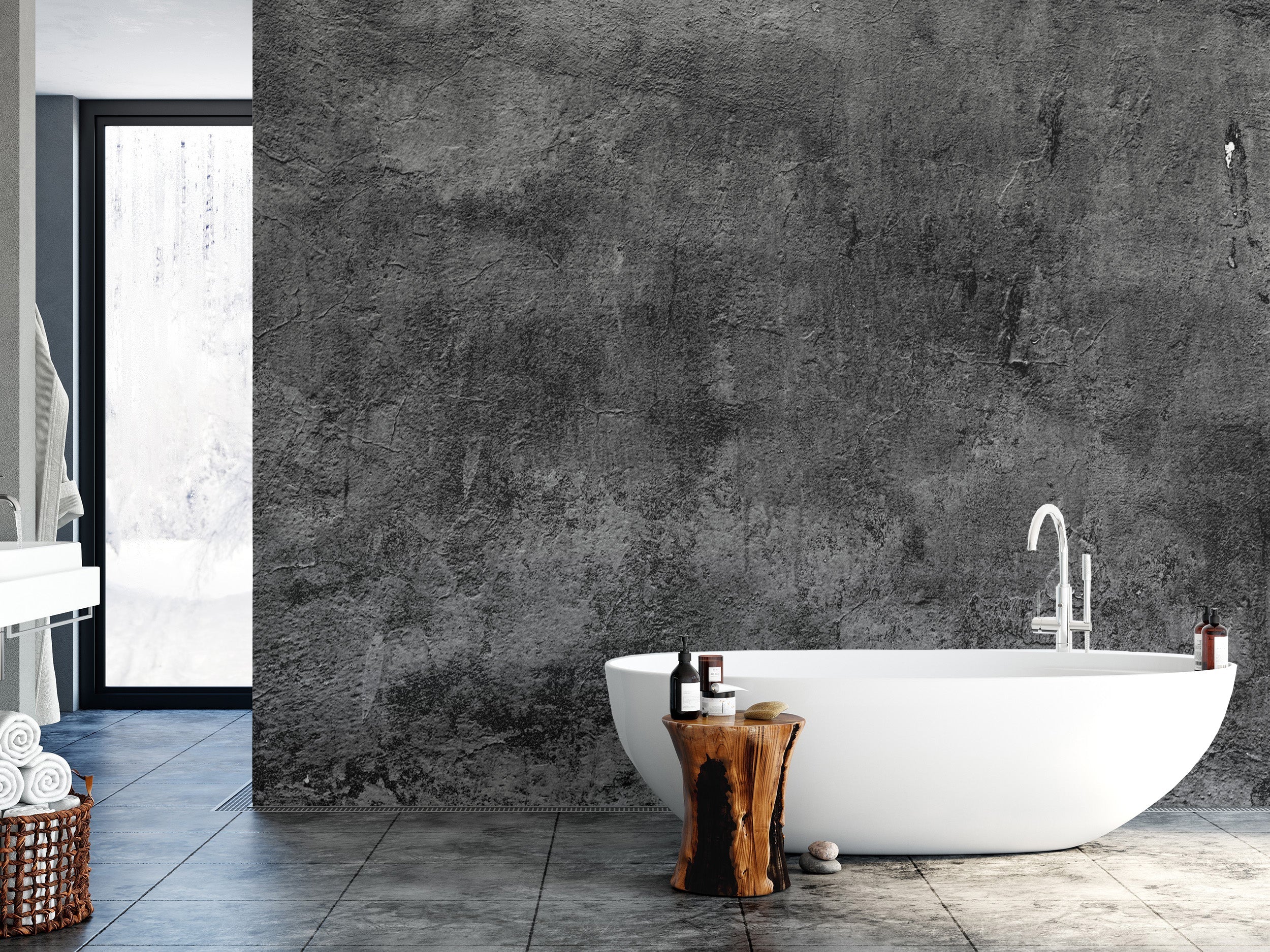 Concrete texture wallpaper mural for edgy, urban decor.