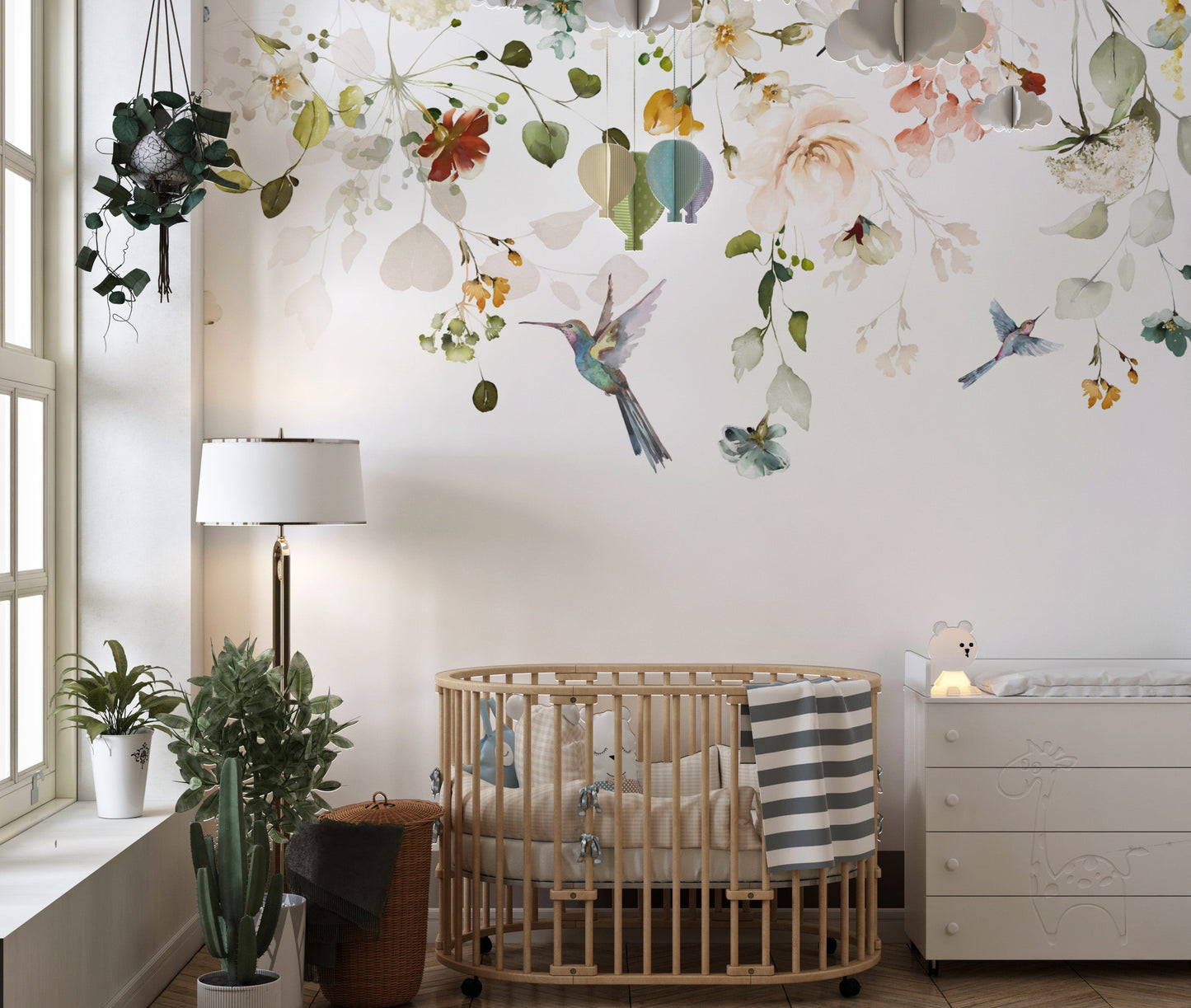 Floral Motion Hummingbird Accent Wall
