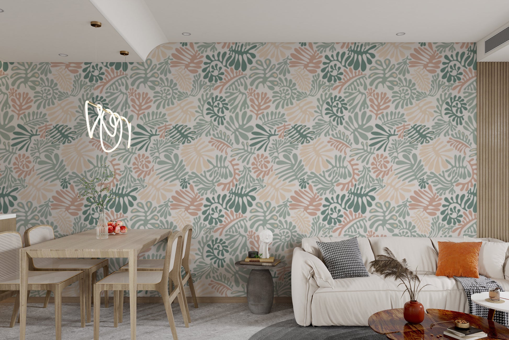 Removable wallpaper with elegant botanical design