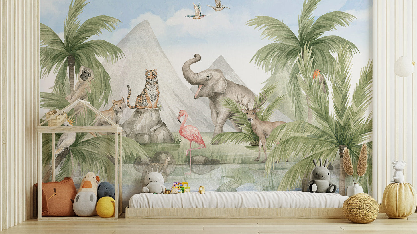 Wildlife art mural perfect for nature-themed rooms