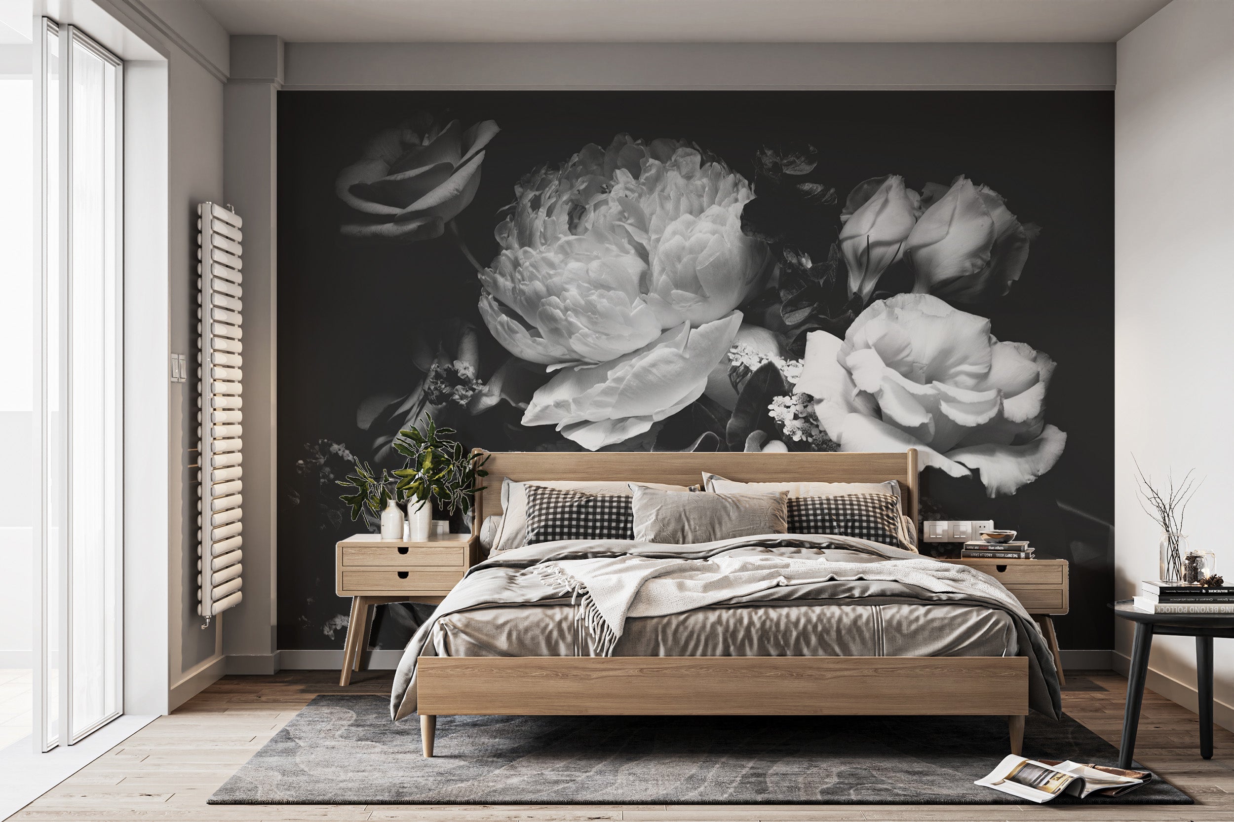 Monochrome Rose Wall Mural
