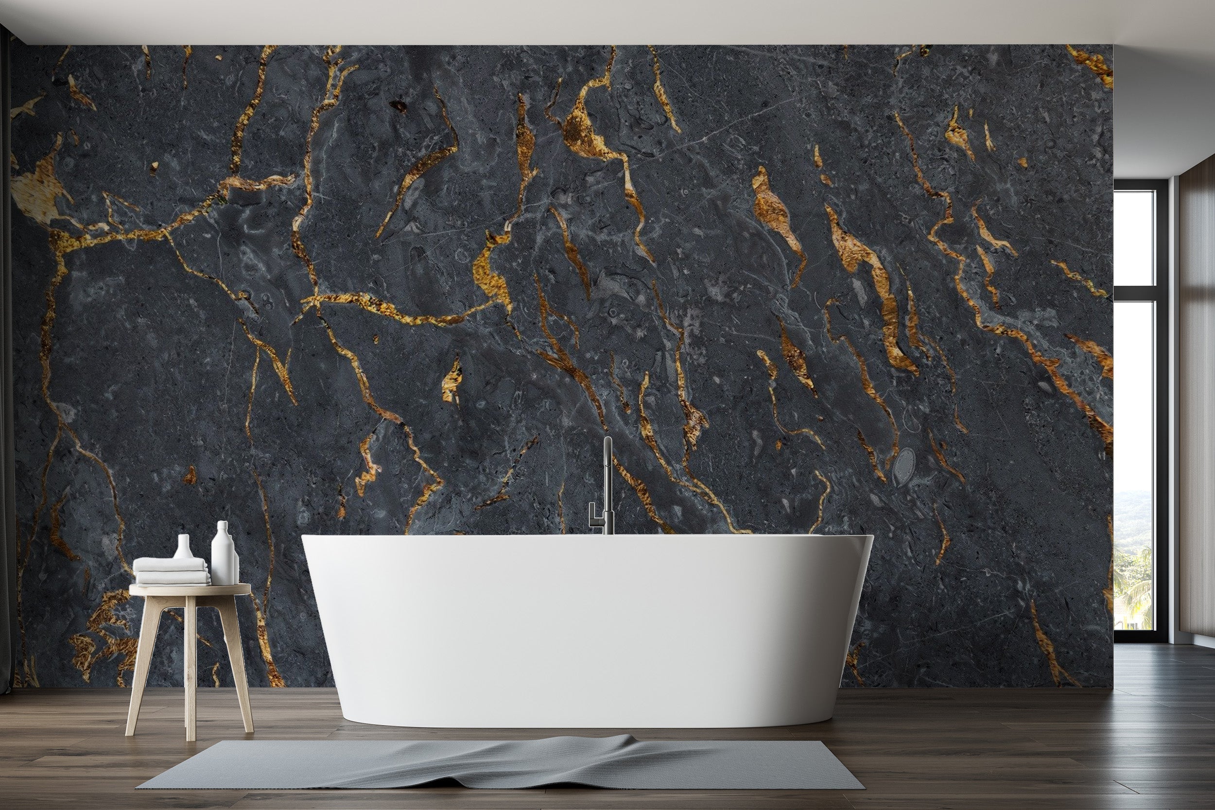 Black Marble Wallpaper Mural - Giffywalls