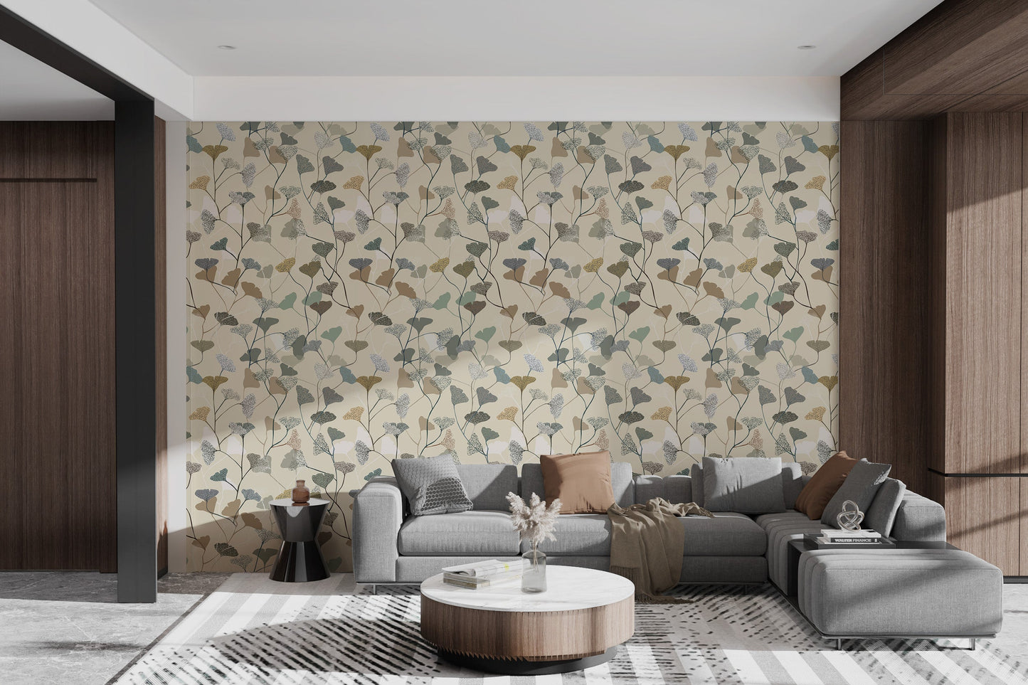 Artistic Ginkgo Leaves Wallpaper Design
