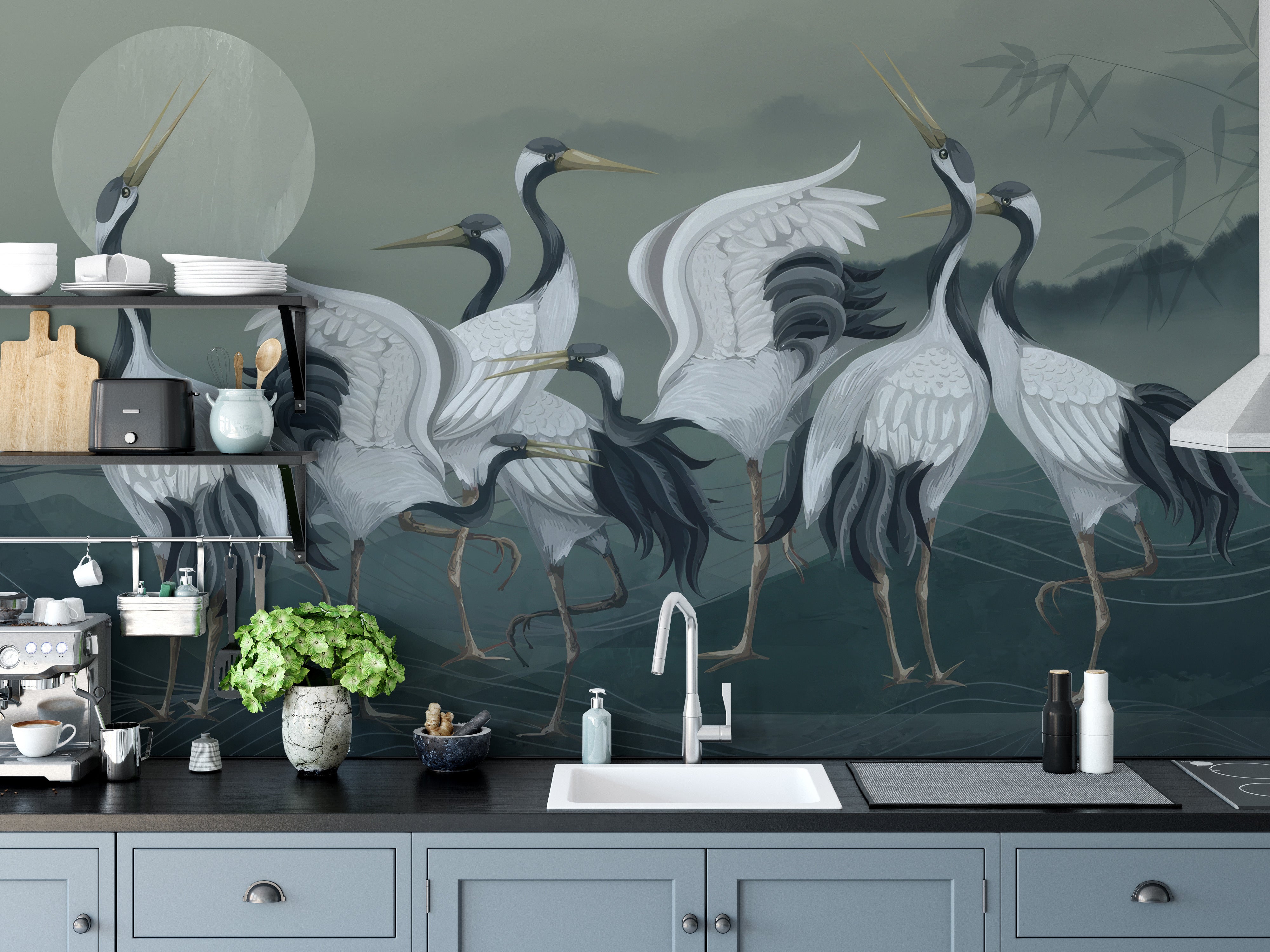 Elegant Crane Birds Wallpaper - Giffywalls