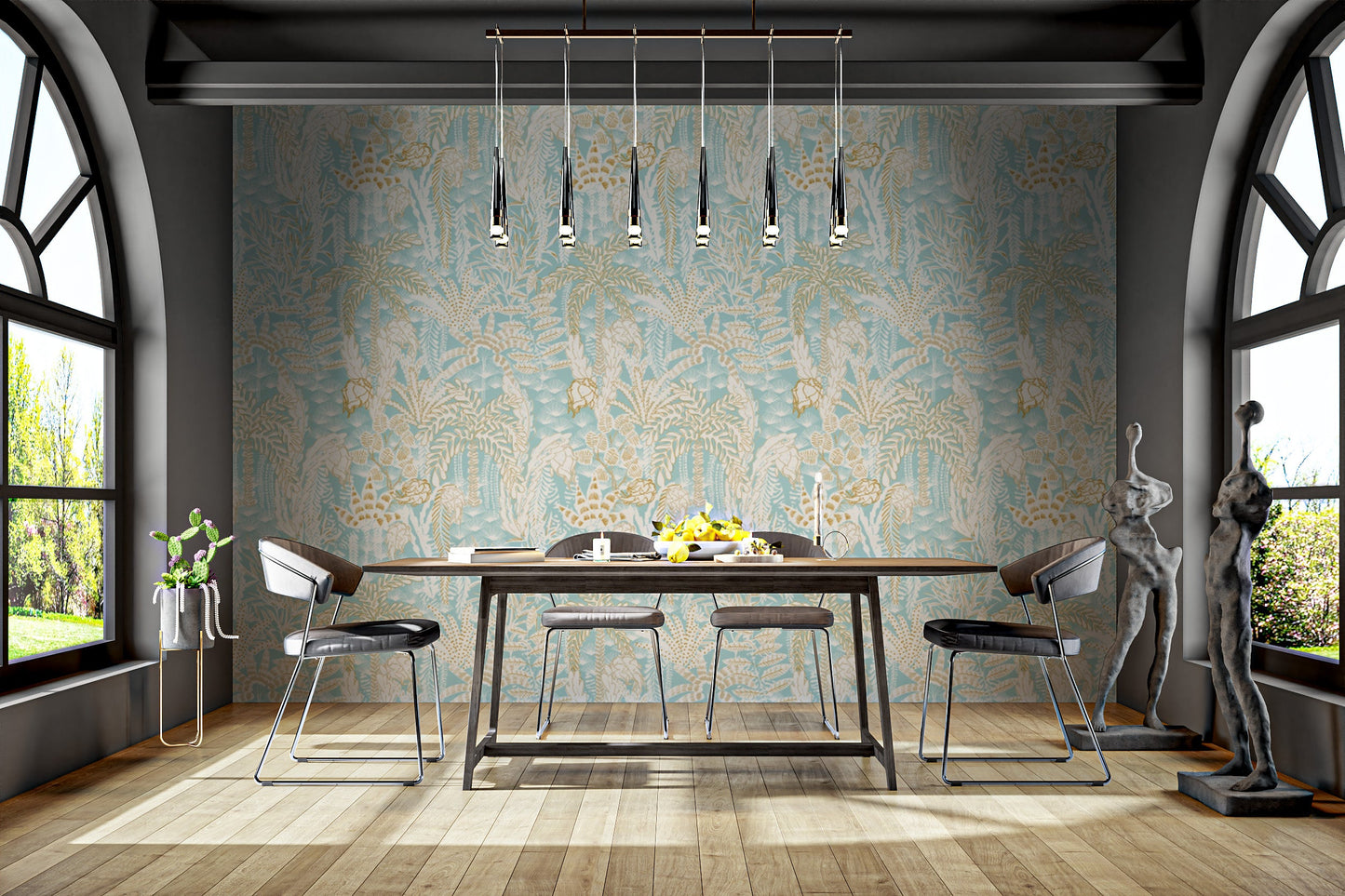 Coastal Breeze Floral wallpaper creating a serene seaside vibe.
