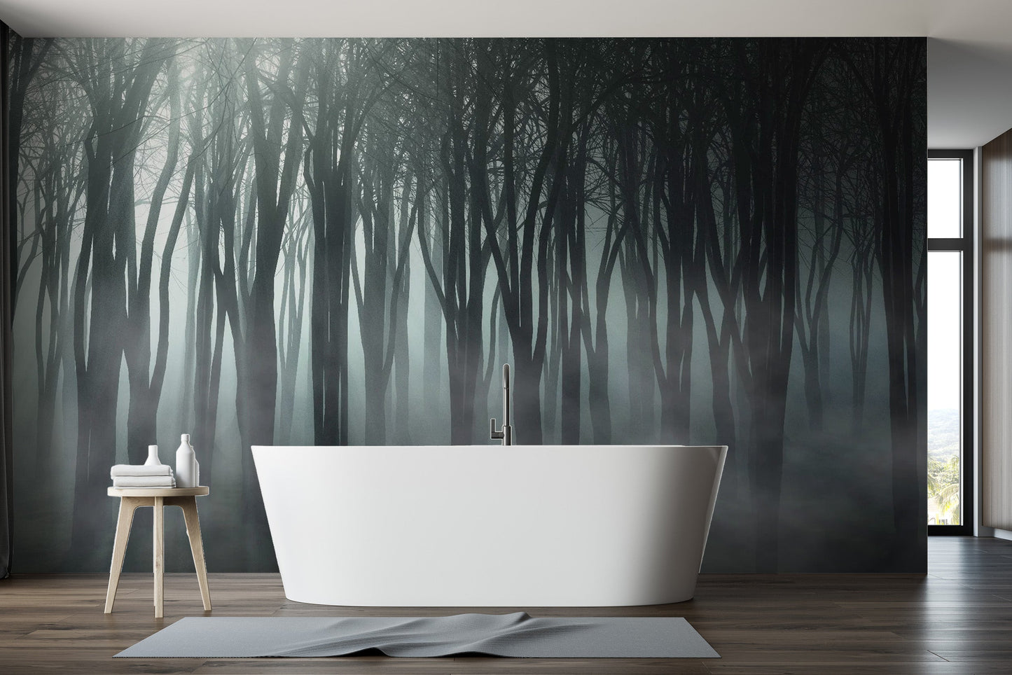 Misty Forest Halloween Peel and Stick Wallpaper for Decor - Giffywalls