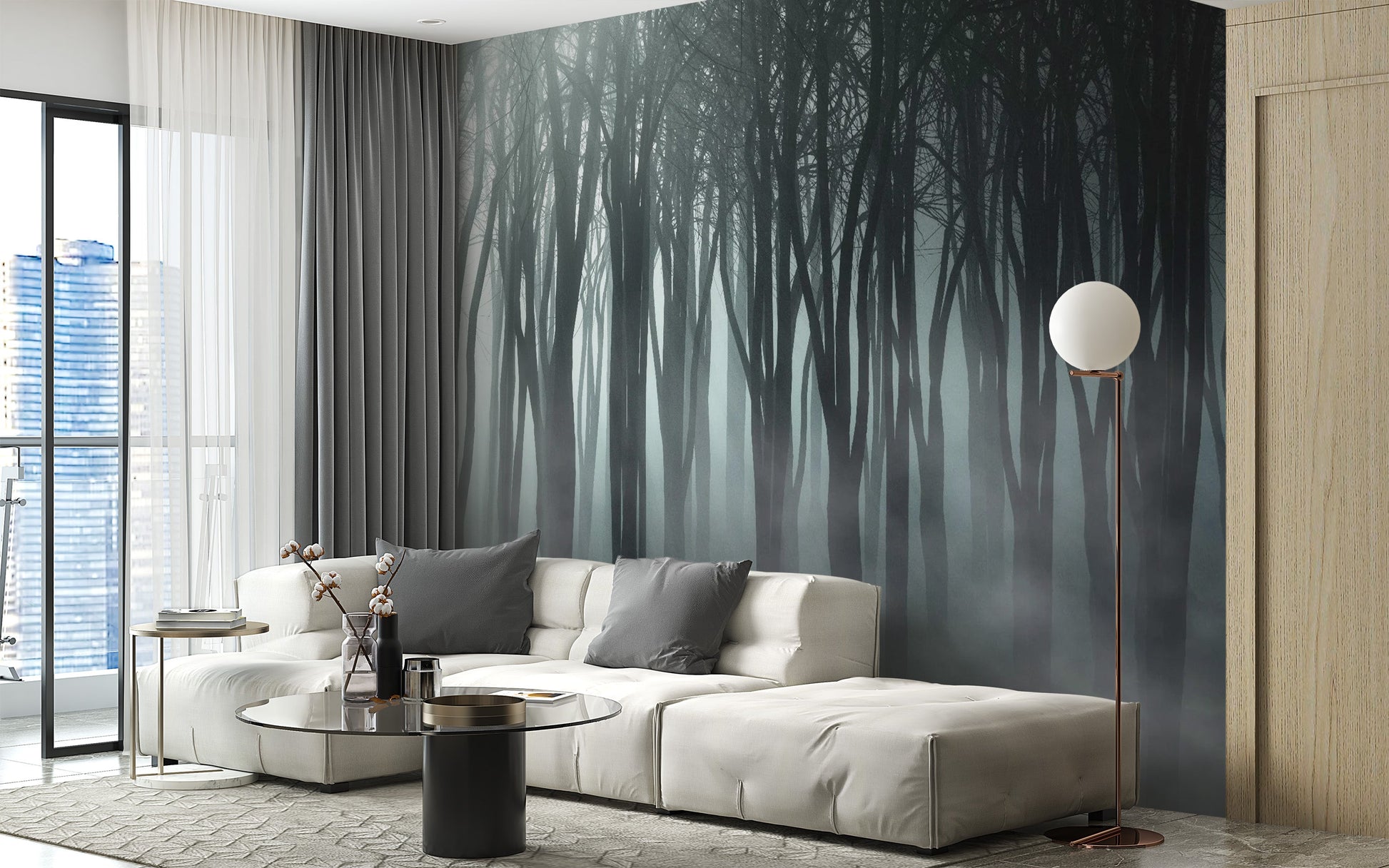 Misty Forest Halloween Peel and Stick Wallpaper for Decor - Giffywalls