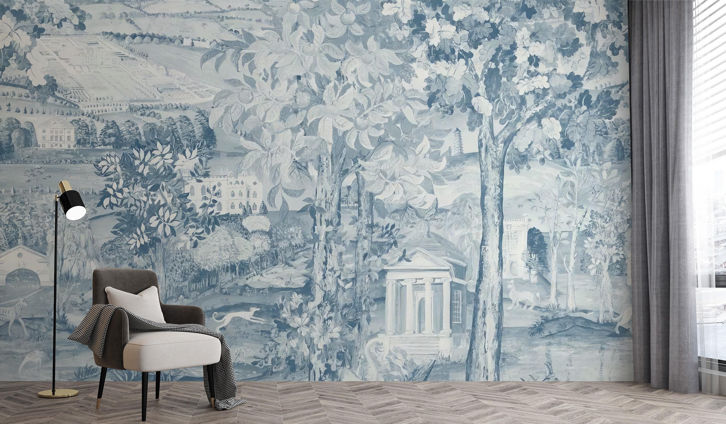 Subtle Zoffany Blue Texture Wallpaper