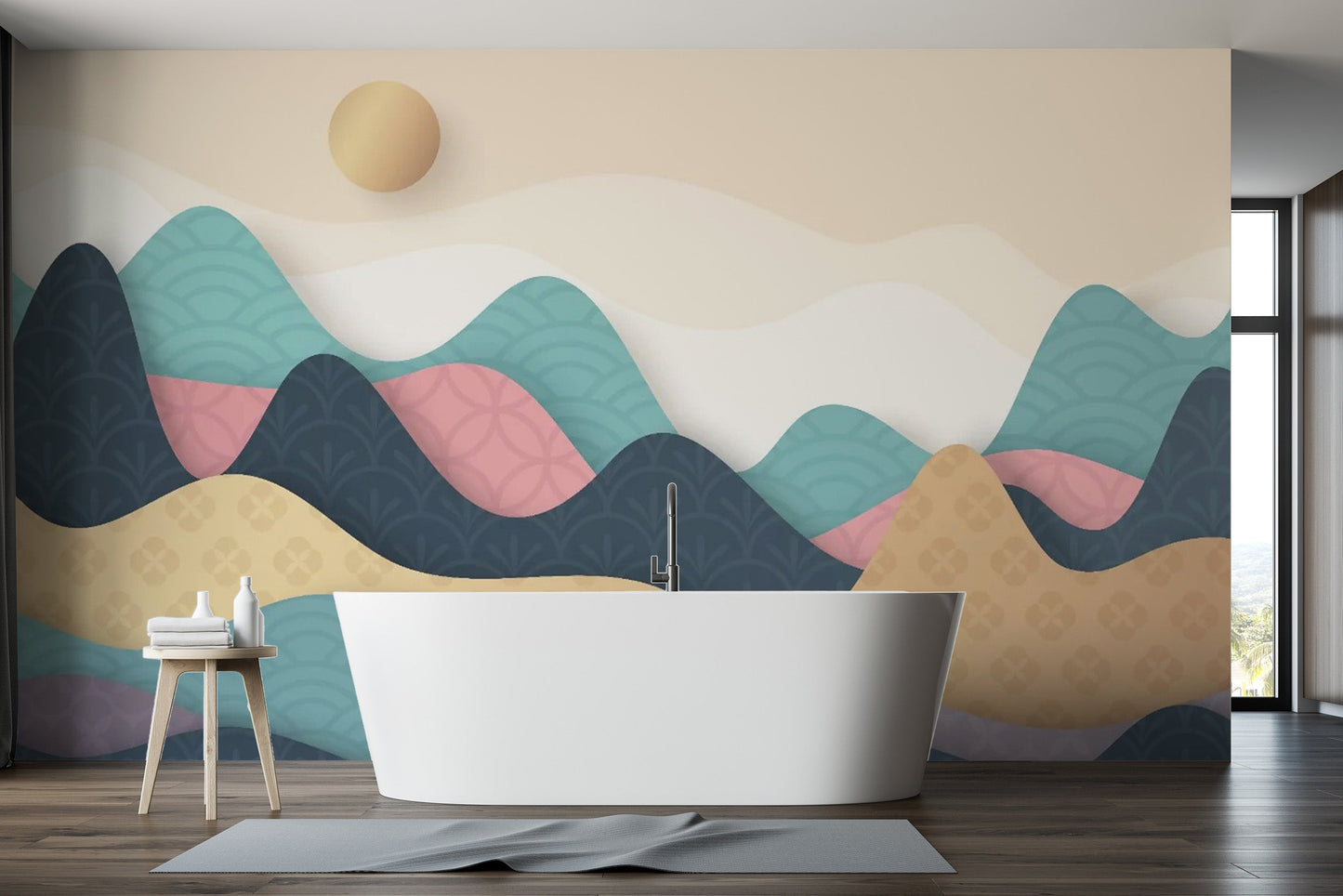 Colorful Wavy Mountains Wallpaper Murals - Giffywalls