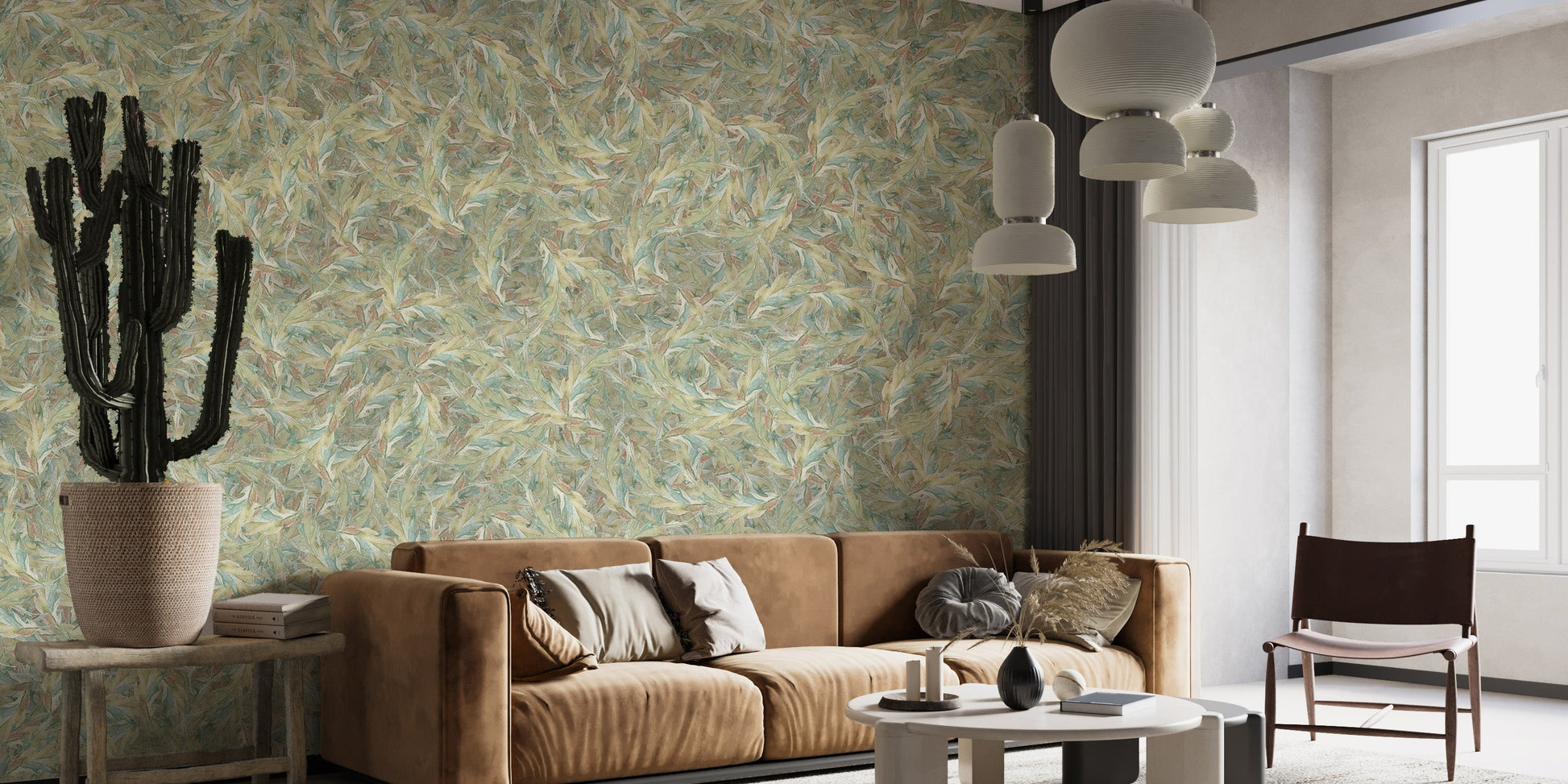 Watercolor Dancing Green Leaf Wallpaper Murals - Giffywalls