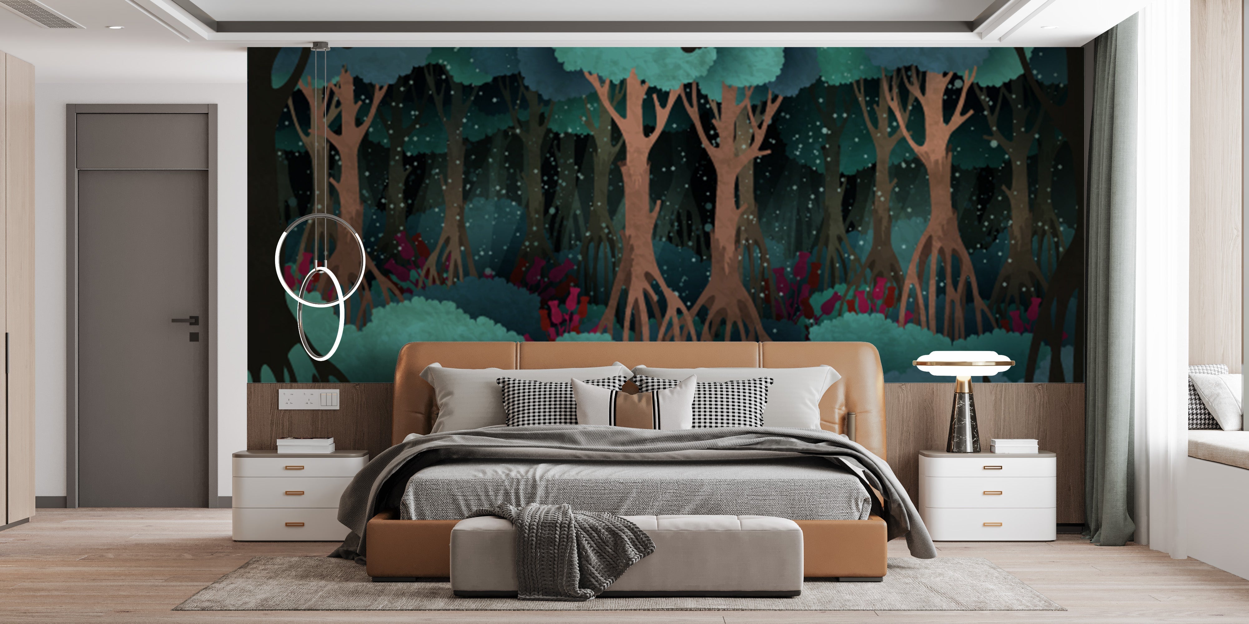 Fairytale-inspired woodland wallpaper art
