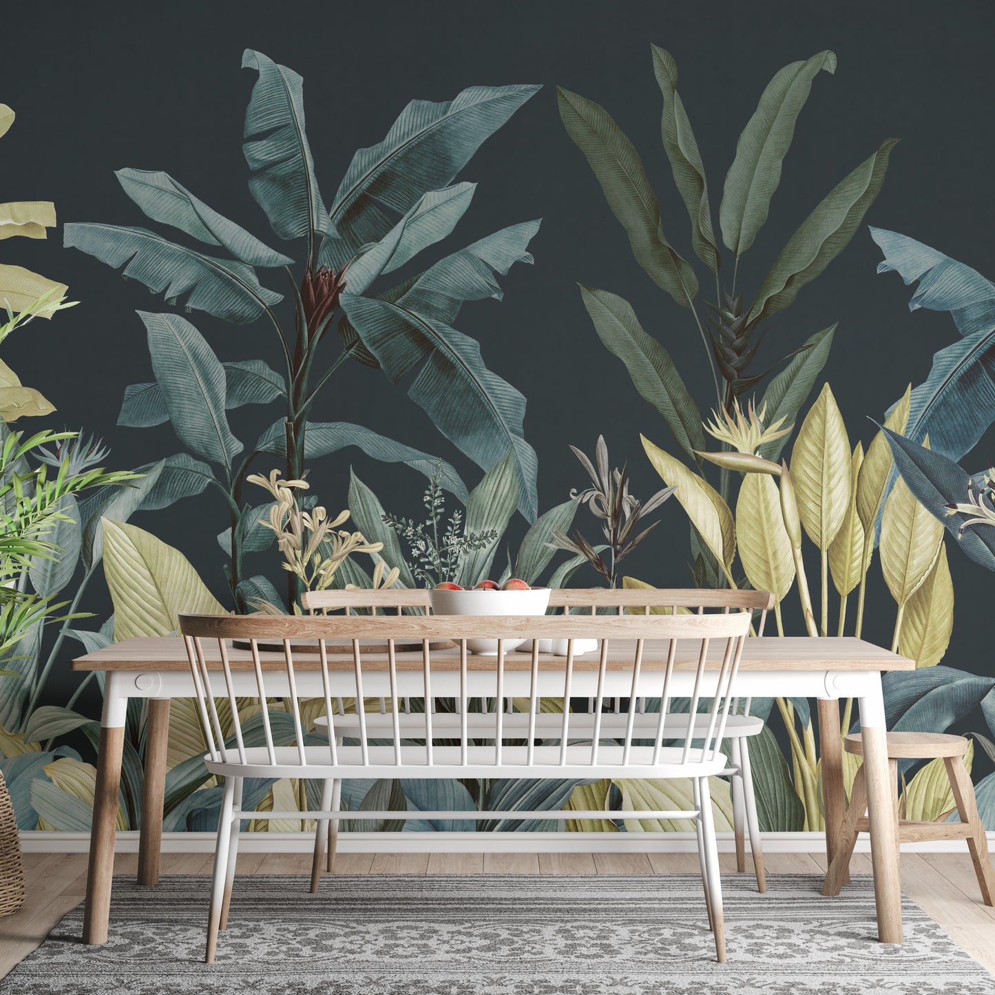 Dark Night Vintage Tropical Tree Wallpaper Murals - Giffywalls