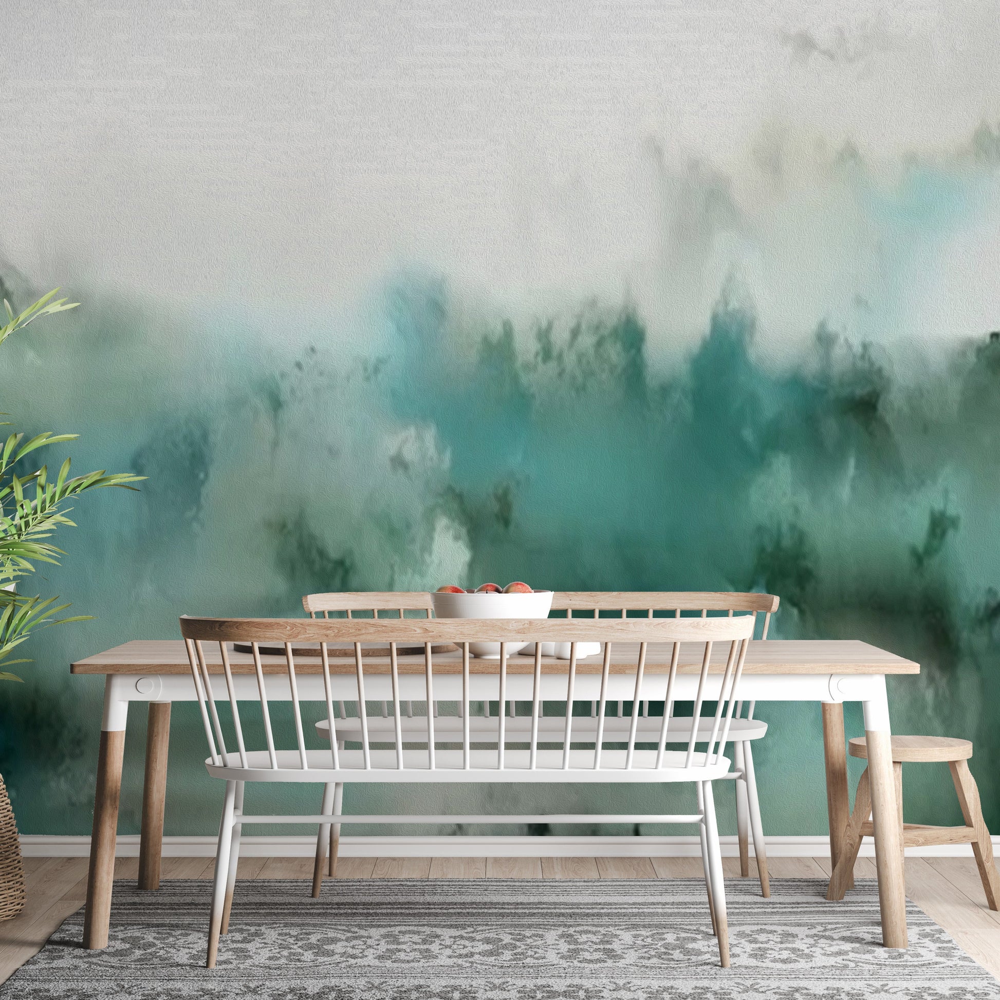 Watercolor Turquoise Wall Design
