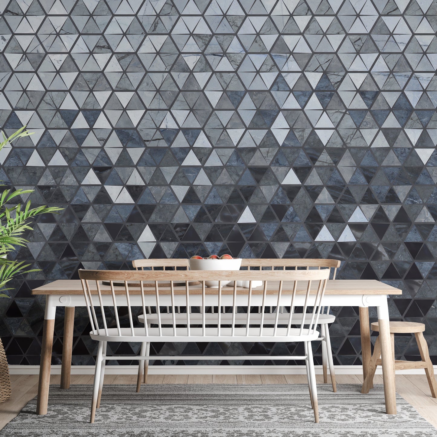 Blue Cut Triangle Tiles Wallpaper Murals - Giffywalls