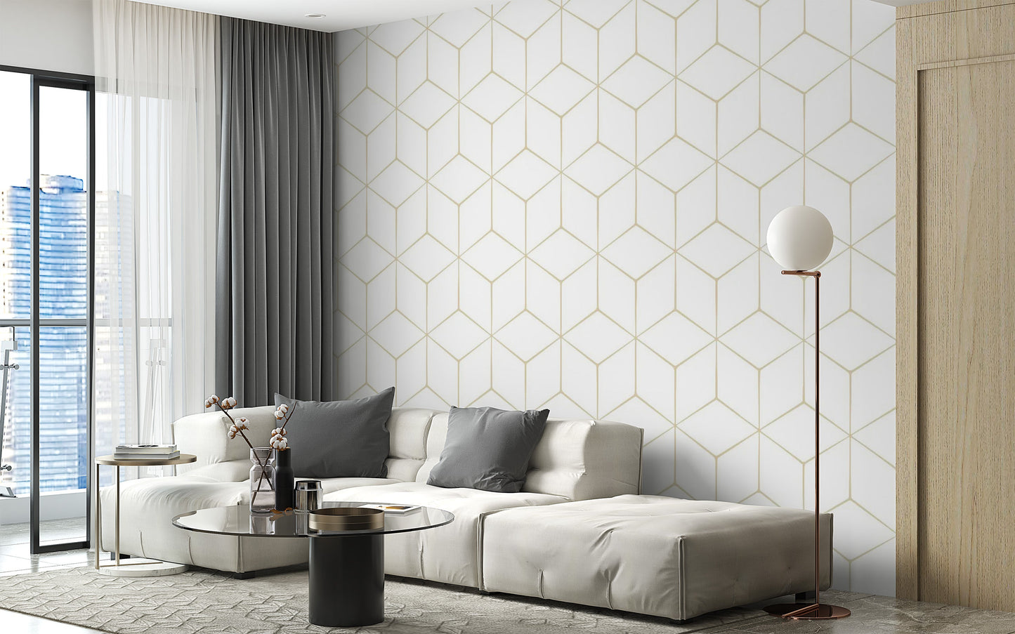 Geometric Hexagonal Wallpaper for Contemporary Spaces