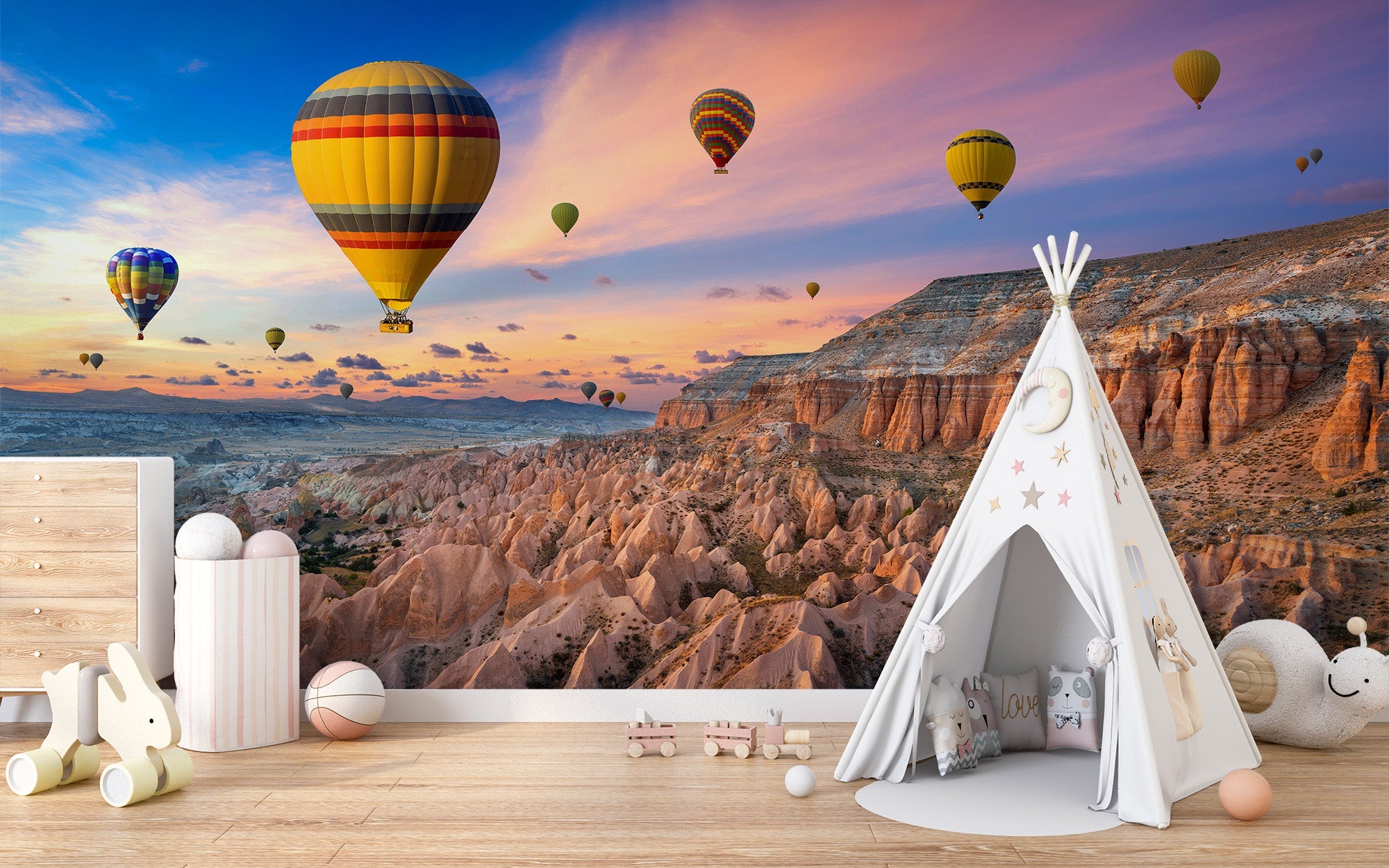 Cappadocia Balloons Sunset Wall Mural - Giffywalls