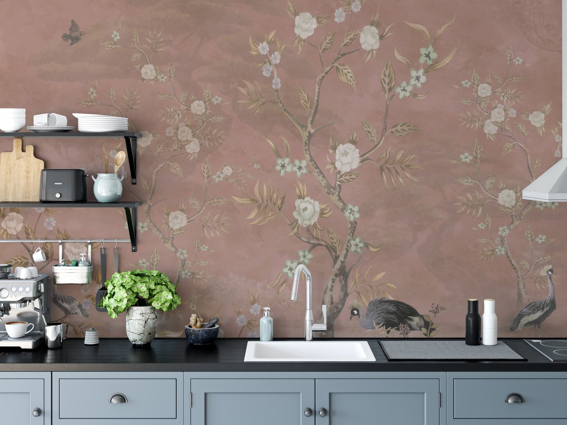 Classic chinoiserie pattern in brown tones wallpaper