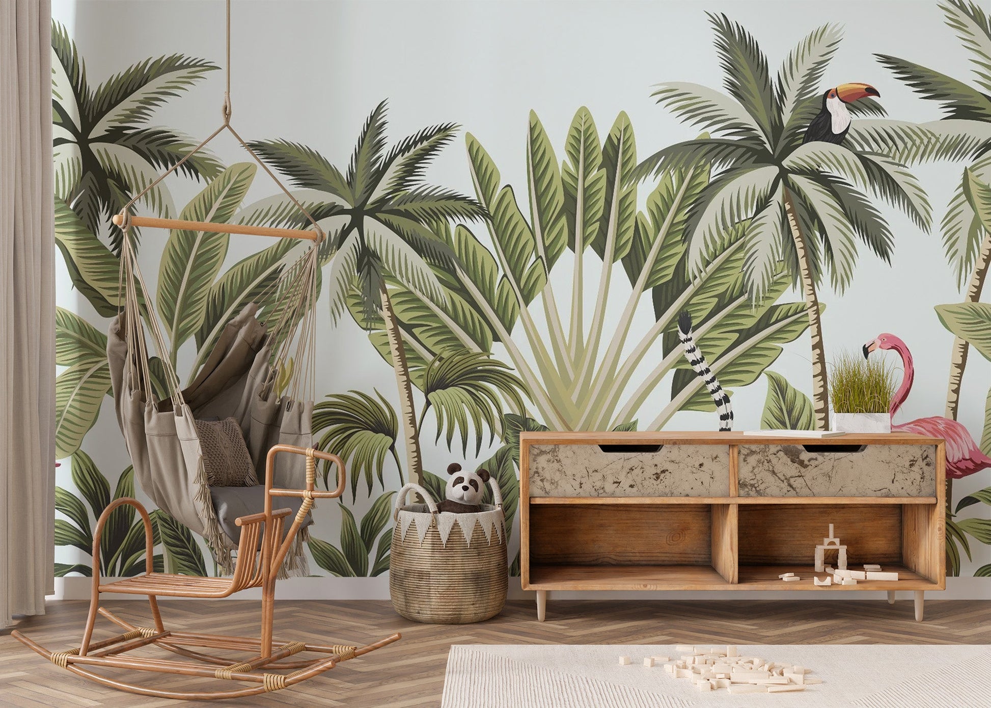 Tropical Plants & Animals Wallpaper Mural - Giffywalls