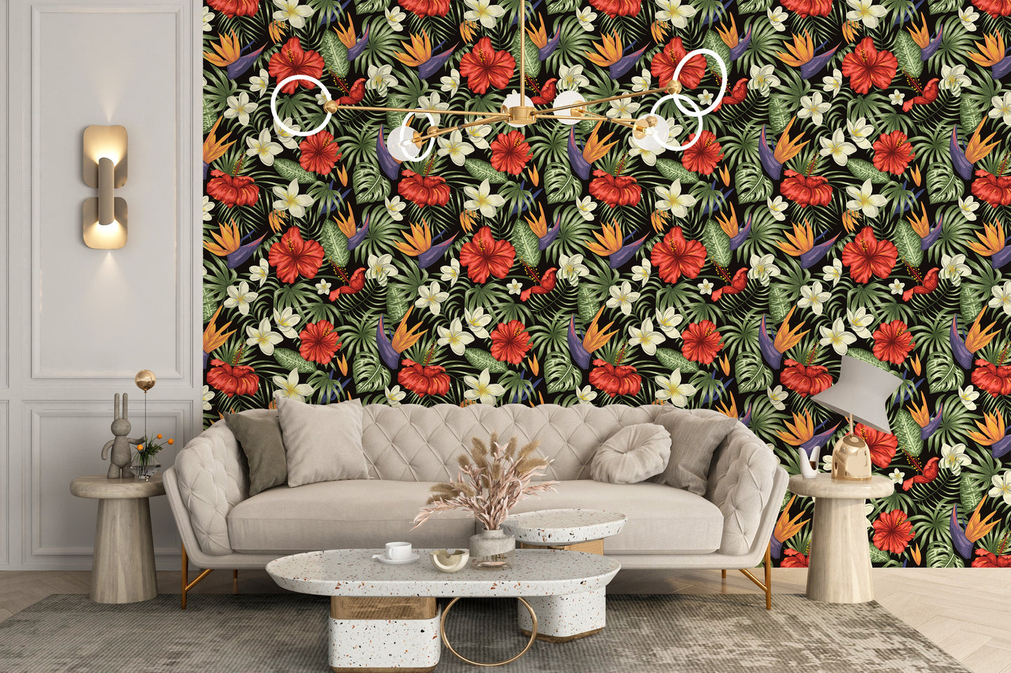 Hibiscus and plumeria botanical wallpaper
