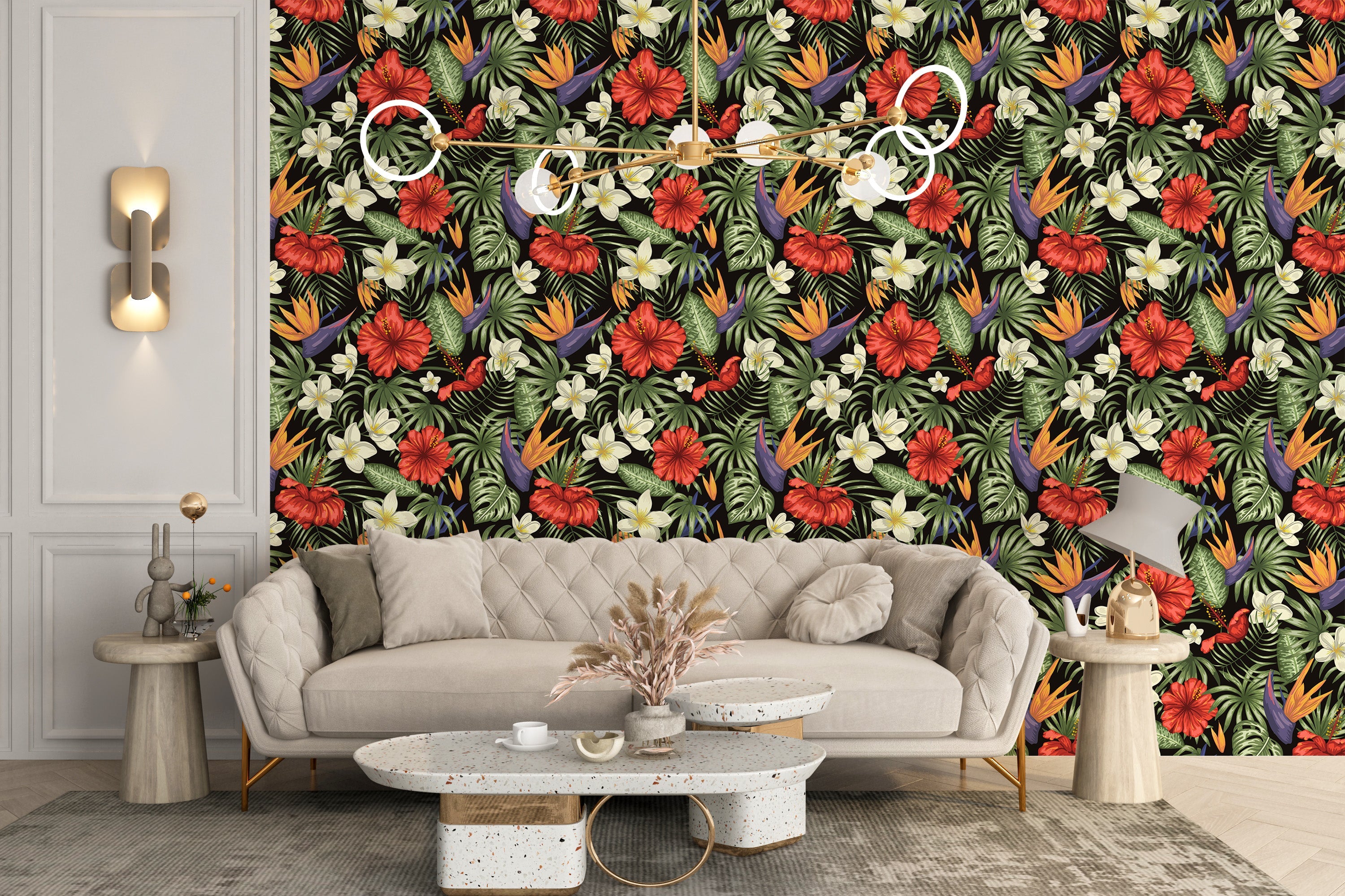 Hibiscus and plumeria botanical wallpaper
