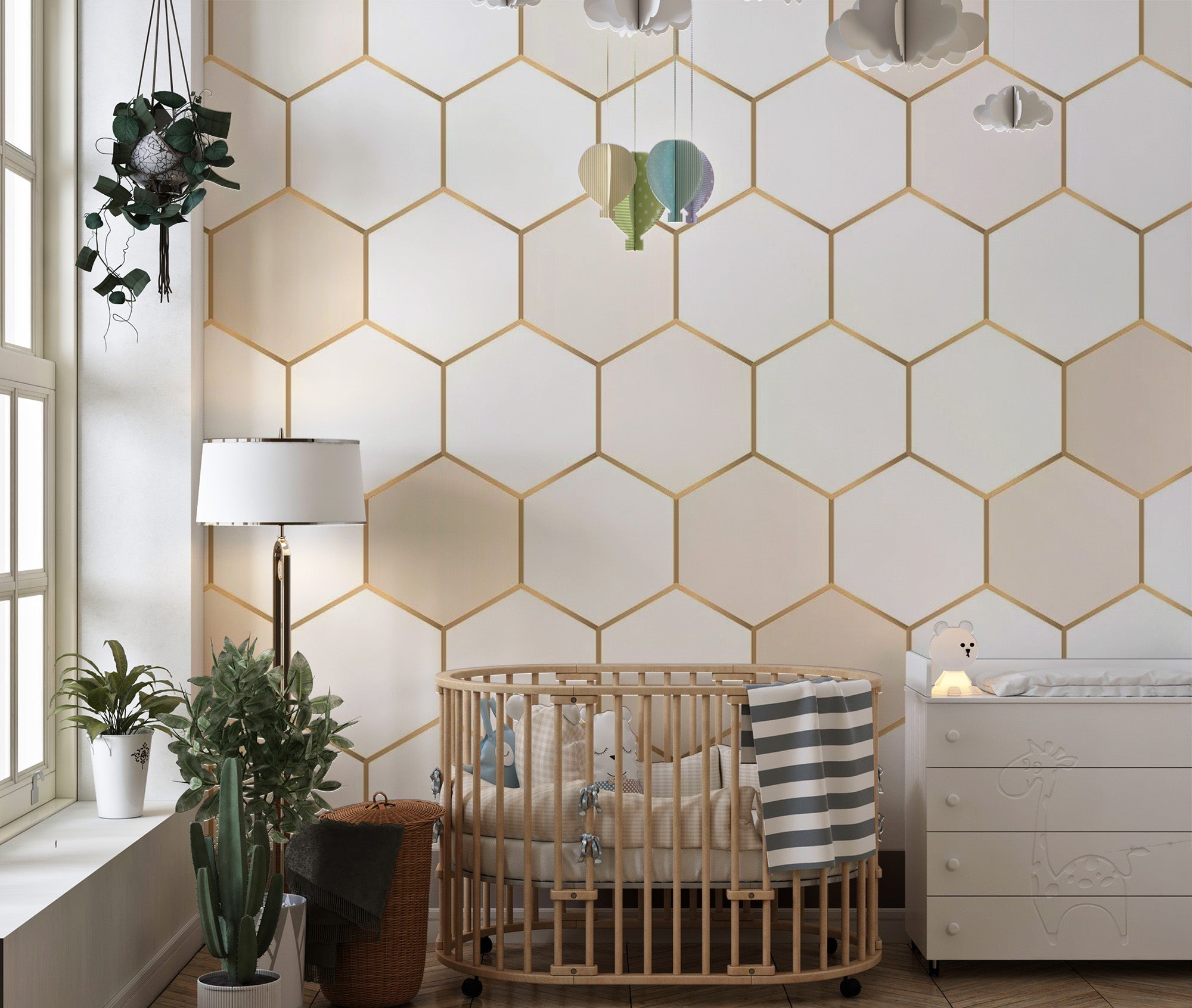 Modern Hexagon Honeycomb Wall Mural
