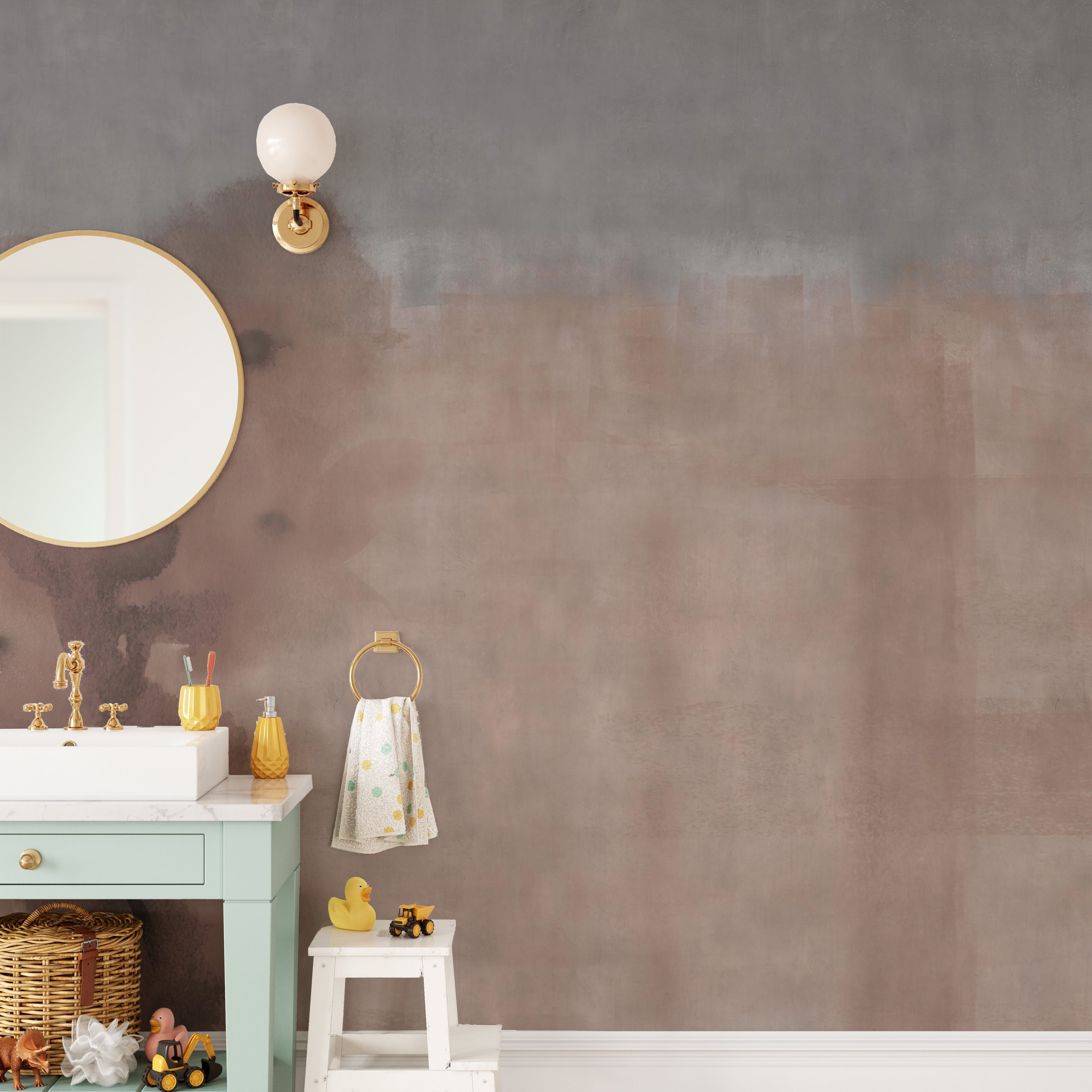 Red paint effect peel-and-stick wallpaper with watercolor vibes.
