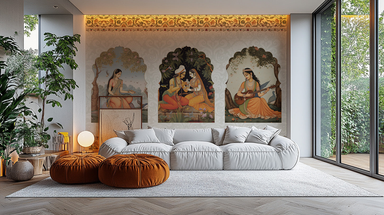 Graceful Eastern wallpaper mural for refined living spaces.
