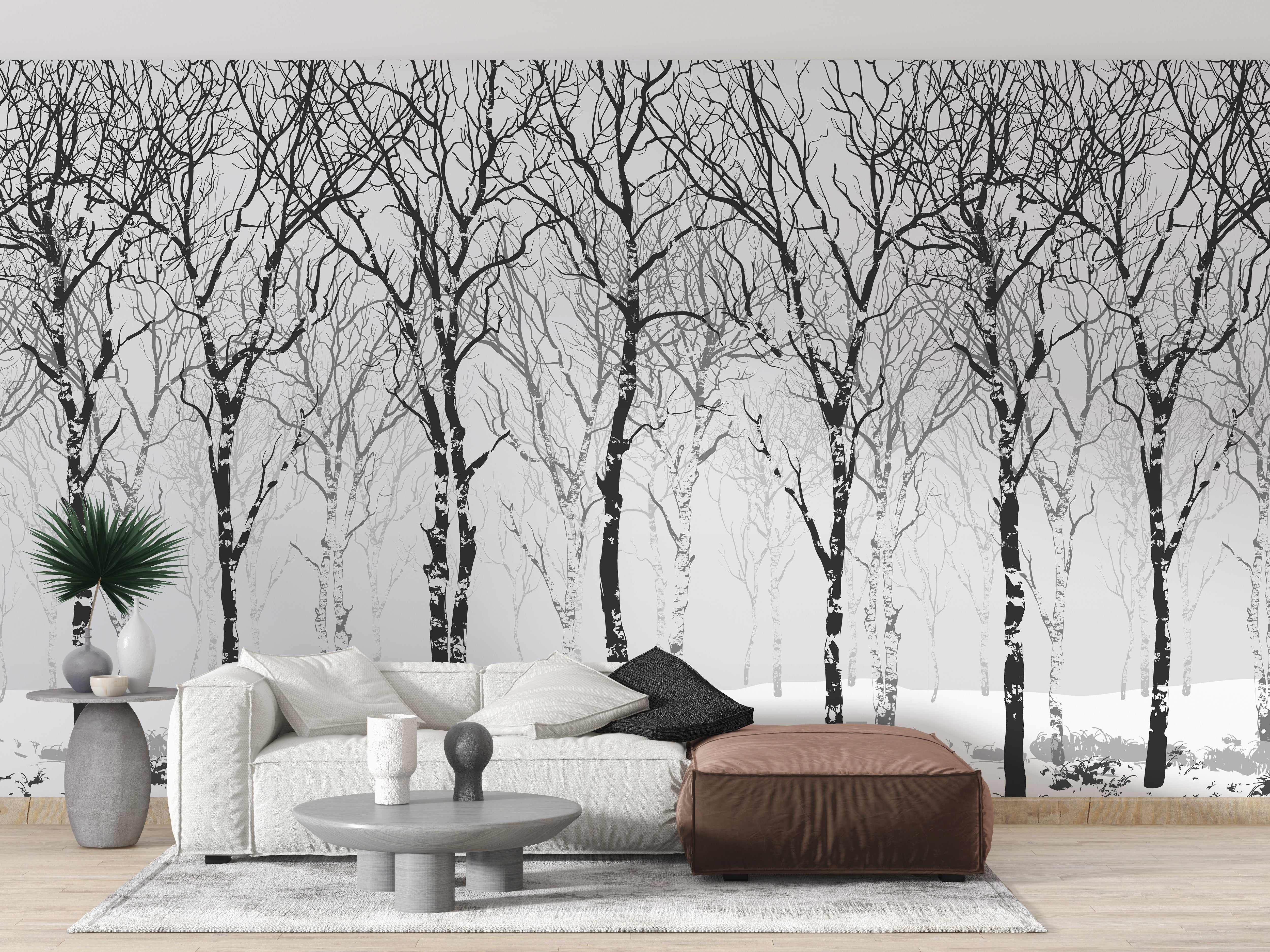 Winter Snow Forest Tree Wallpaper Murals - Giffywalls