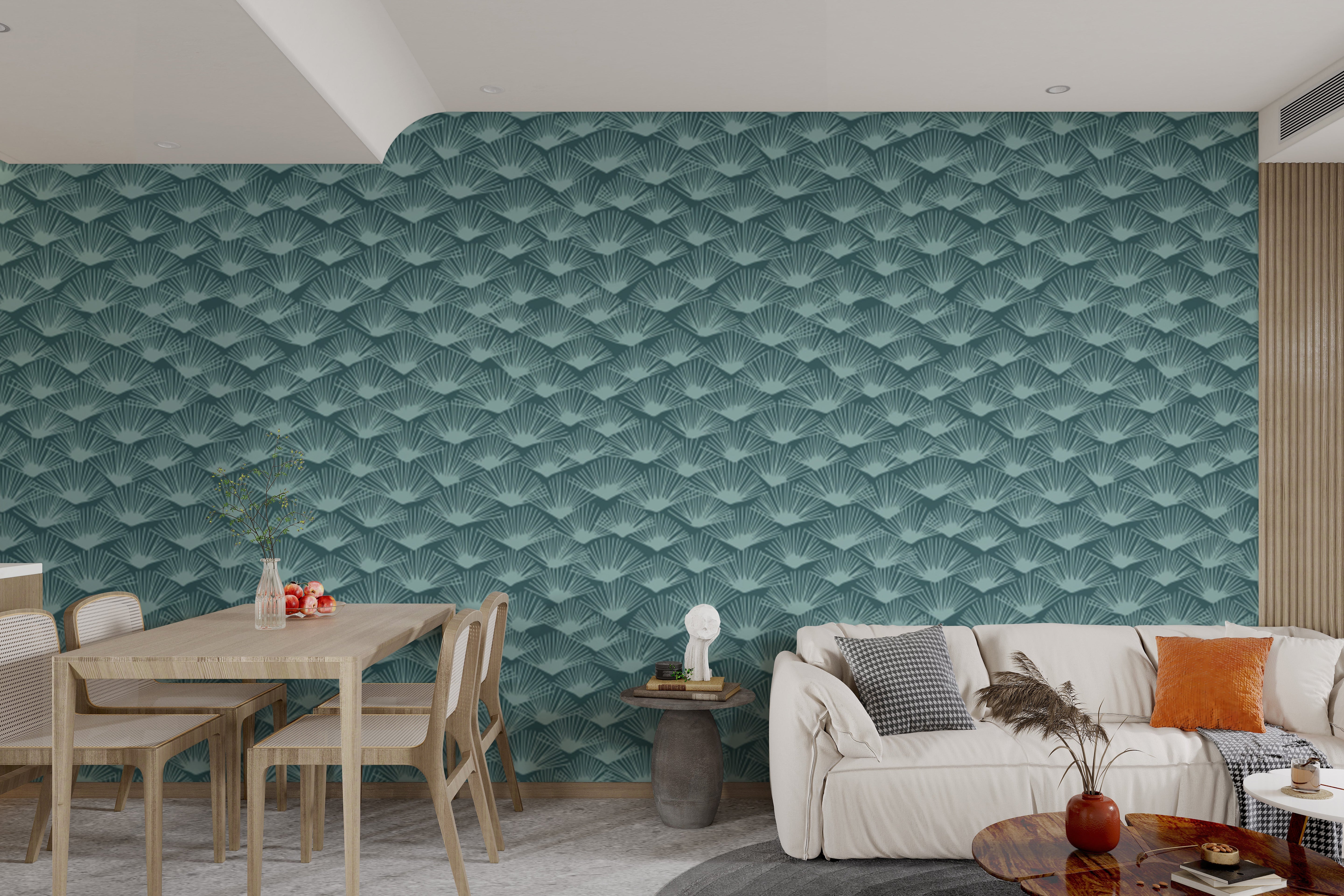 Tropical Teal Fanfare wallpaper with refreshing coastal vibes.
