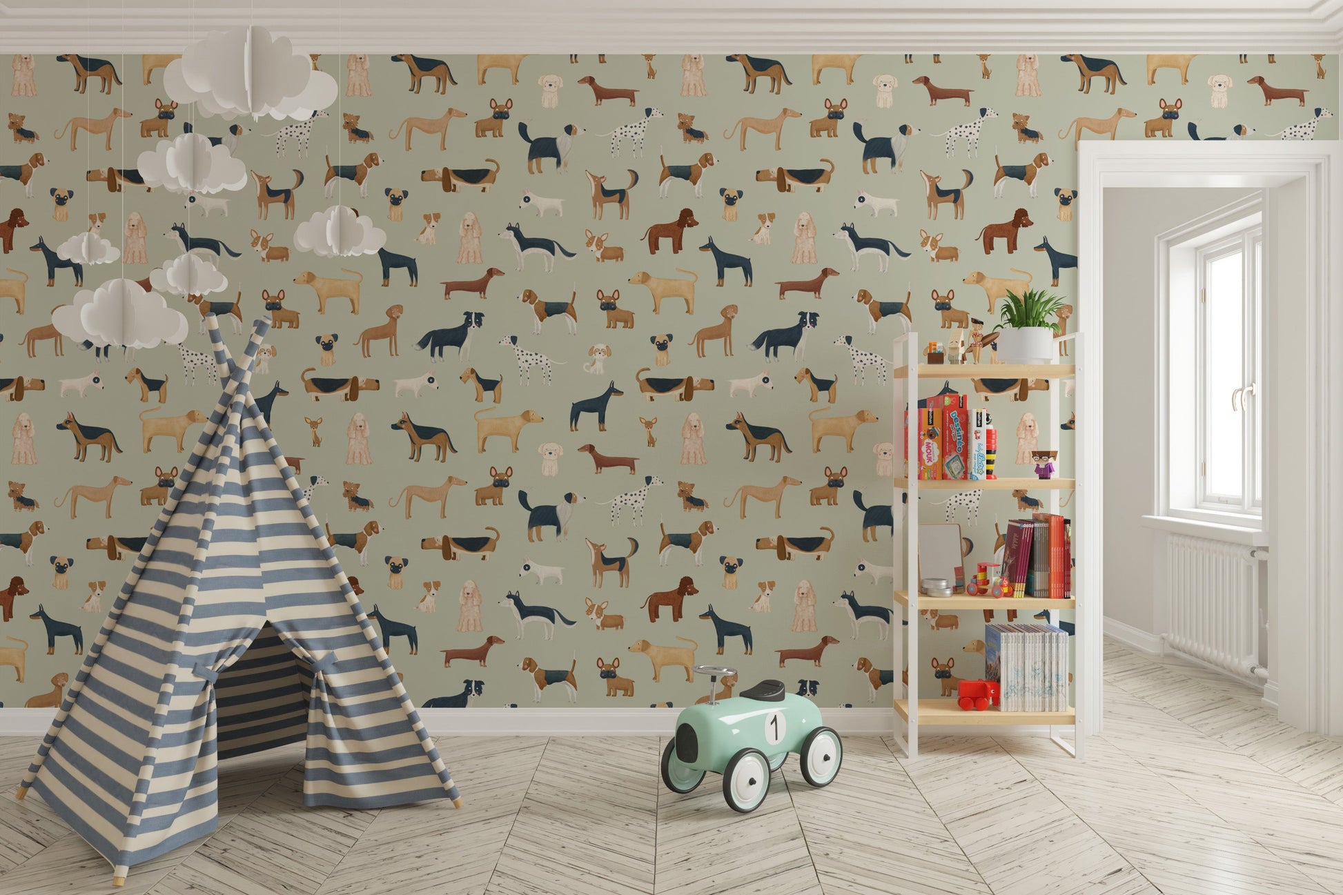 Delightful dog print for kid-friendly wall decor
