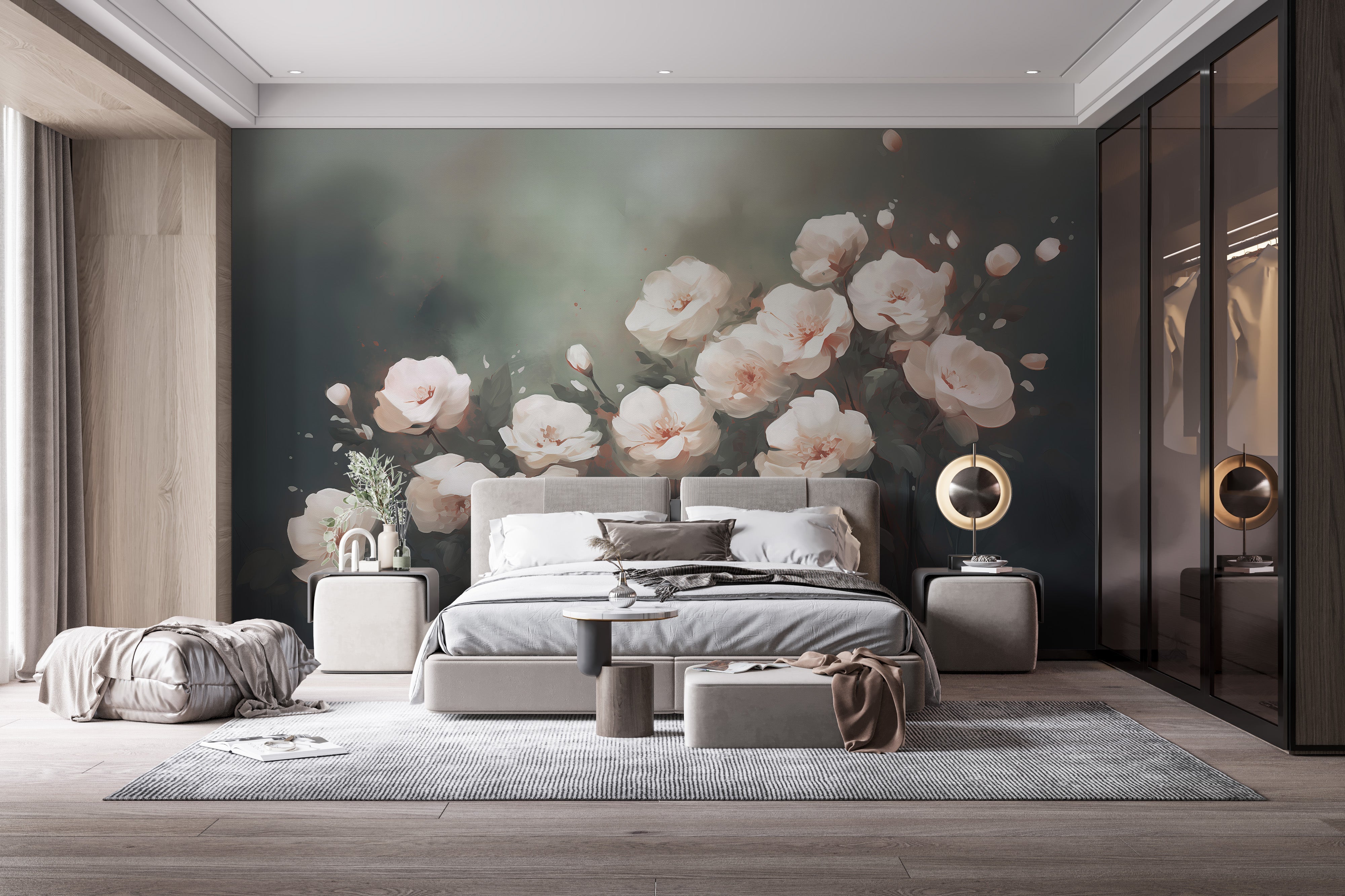 White Roses Wallpaper Mural - Giffywalls