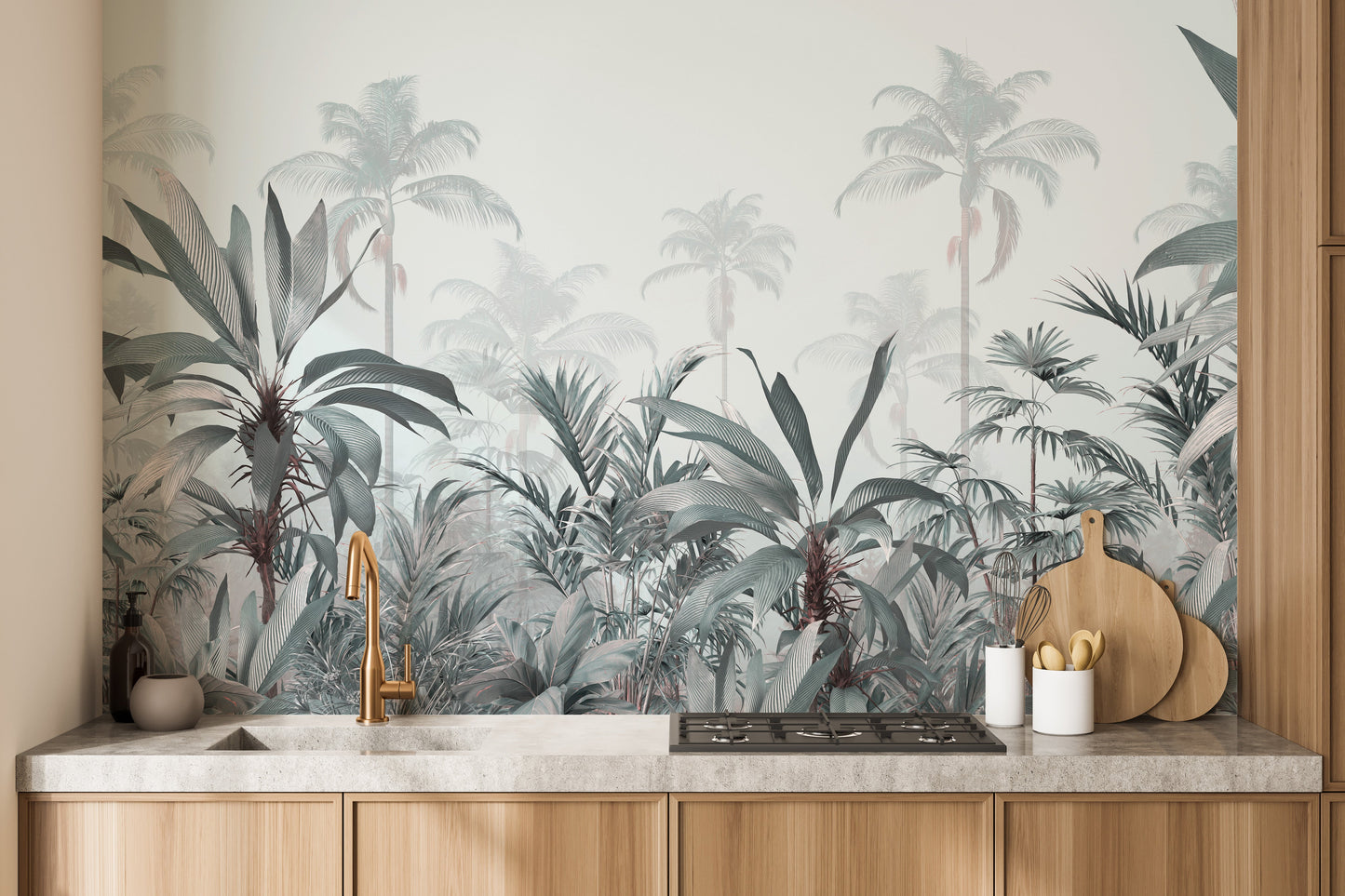 Watercolor Riverside Forest Wallpaper Mural